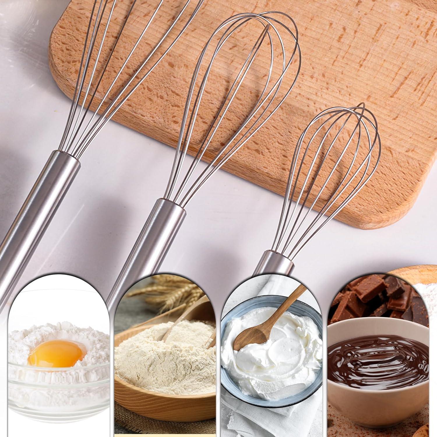 10" Balloon Whisk, Egg Beater Handheld Steel Wire Whisk Perfect for Blending, Whisking, Beating and Stirring, BPA Free, Dishwasher Safe