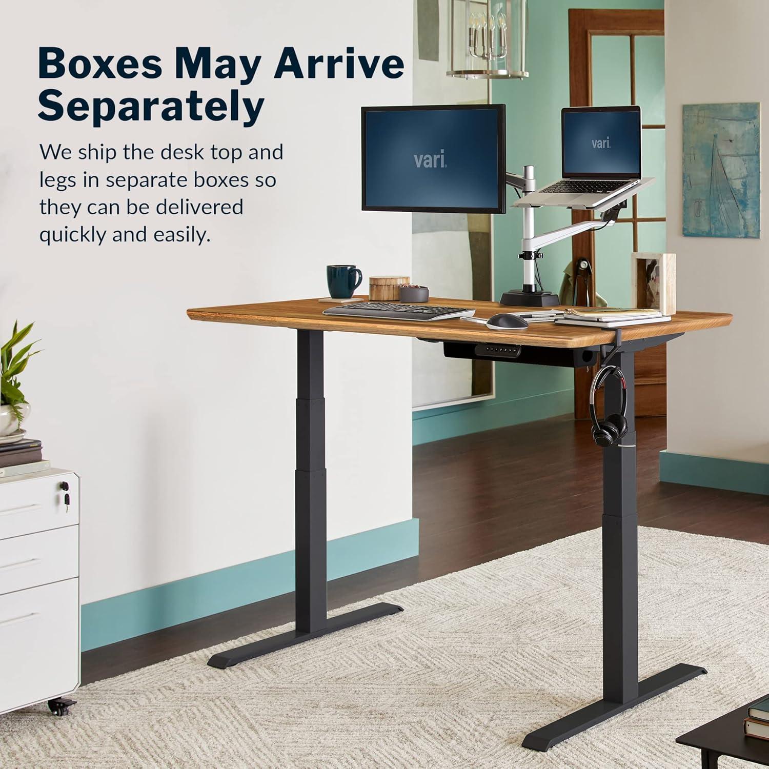 Vari Electric Standing Desk - 60x30 VariDesk, Adjustable Height Stand Up Computer Desk - Dual Motor with Memory Presets, Stable T-Style Legs- Home Office Essentials - Butcher Block