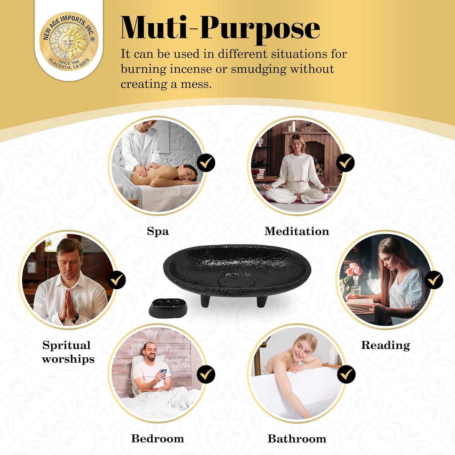 Cast Iron Incense Burner 4x2 Inch - Ideal for Smudging, Incense Burning, Rituals, Decoration