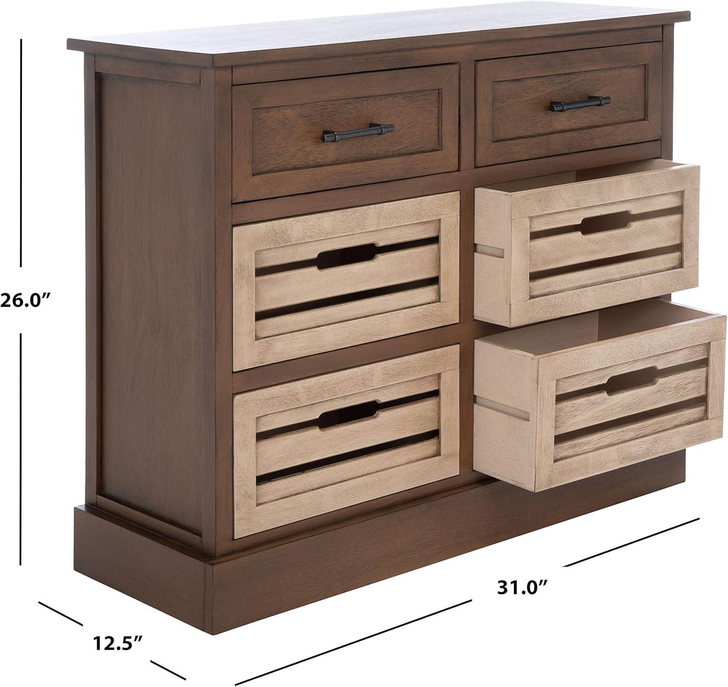 Briar Brown and Sand 6-Drawer Farmhouse Storage Chest