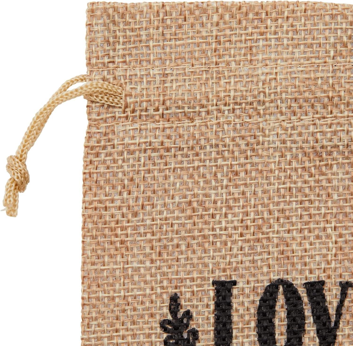 Sparkle and Bash 30 Pack Small Burlap Gift Bags with Drawstring for Wedding Party Favors, Jewelry, Love Is Sweet, 4 x 6 In