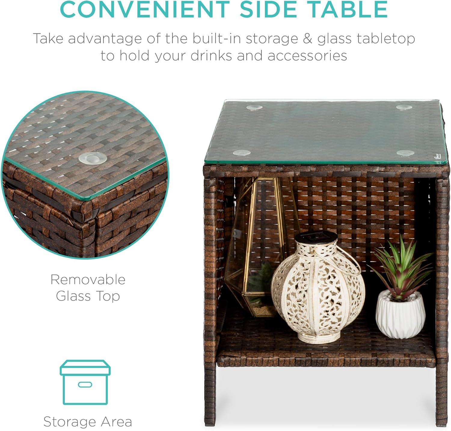 Best Choice Products 3-Piece Outdoor Wicker Conversation Patio Bistro Set, w/ 2 Chairs, Table - Brown/Stone Gray