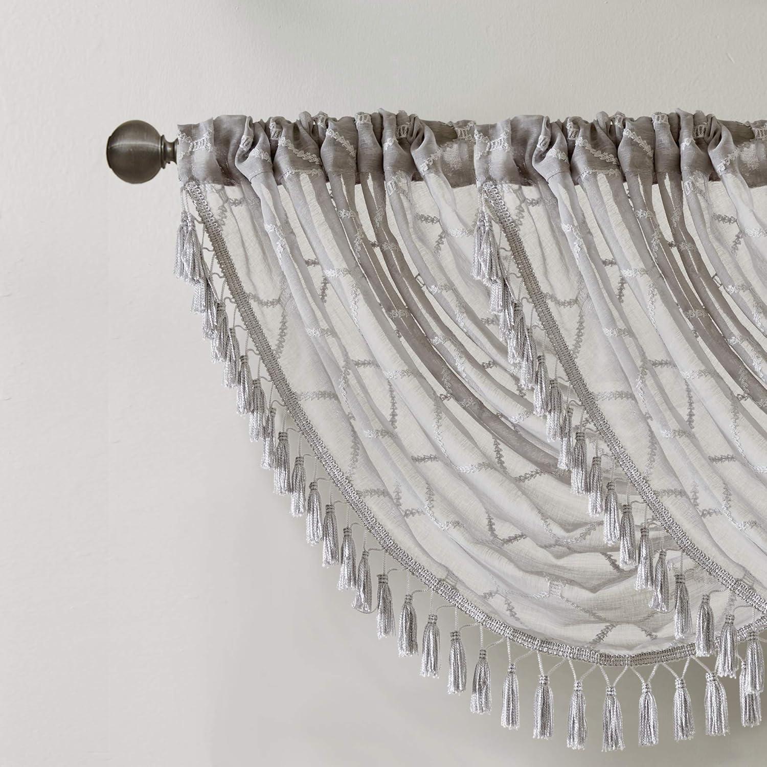 Irina Diamond Sheer Embroidered Waterfall Valance