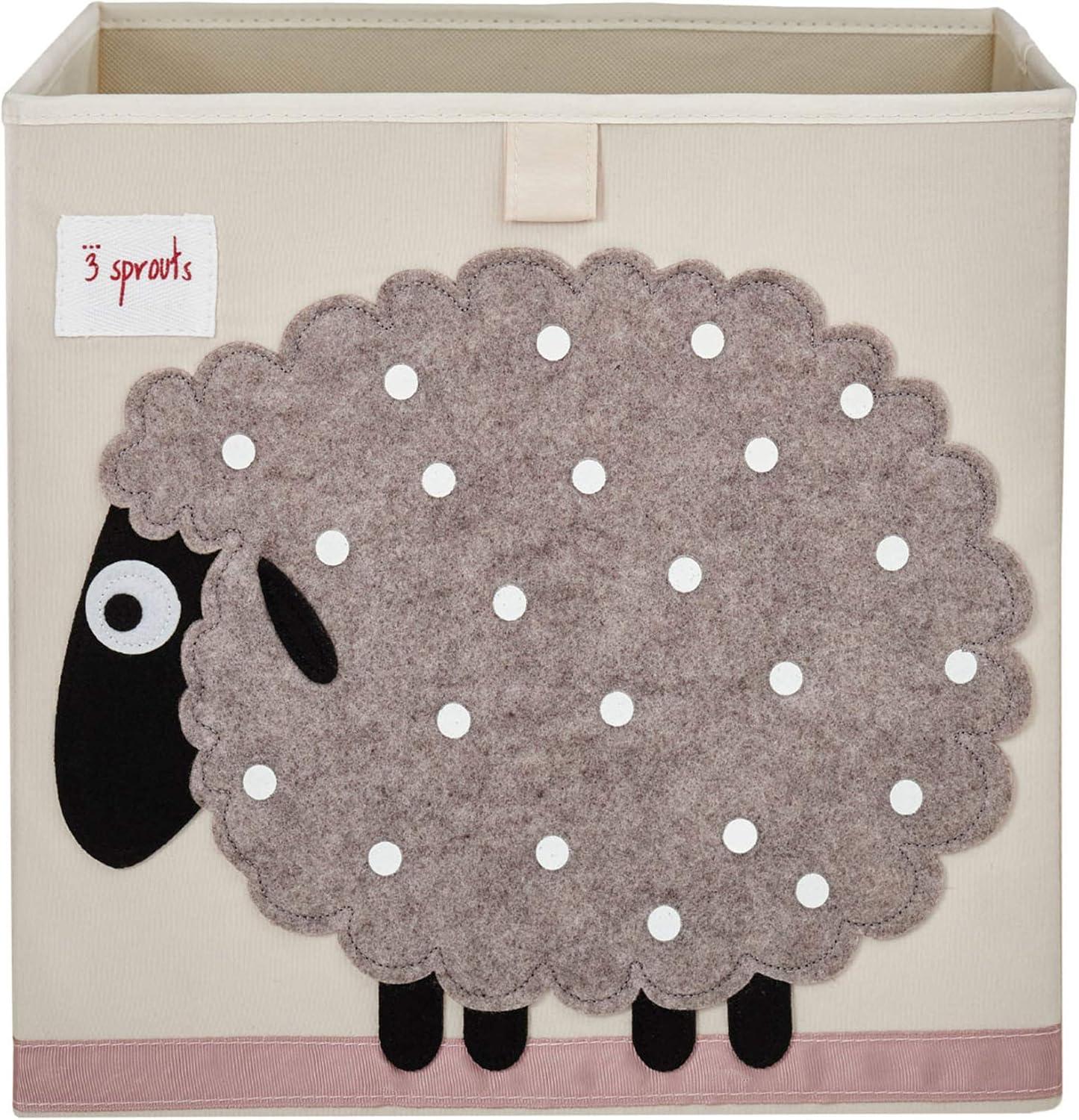 Sheep Design Beige Foldable Fabric Storage Cube for Kids