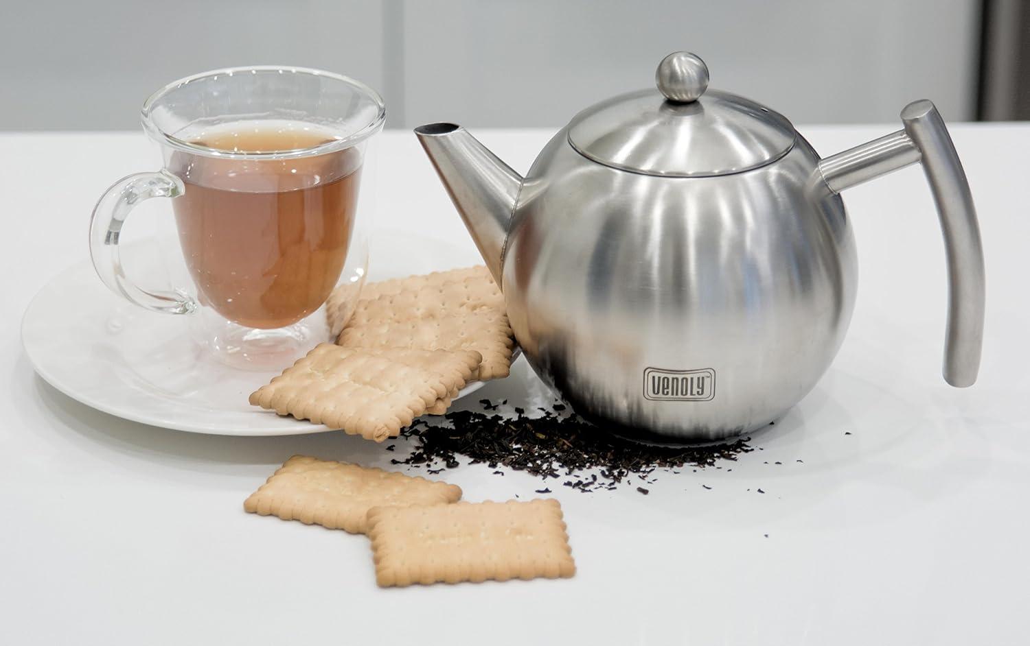 Venoly Venoly Stainless Steel Tea Pot With Removable Infuser Dishwasher Safe and Heat Resistant (Set of 50)