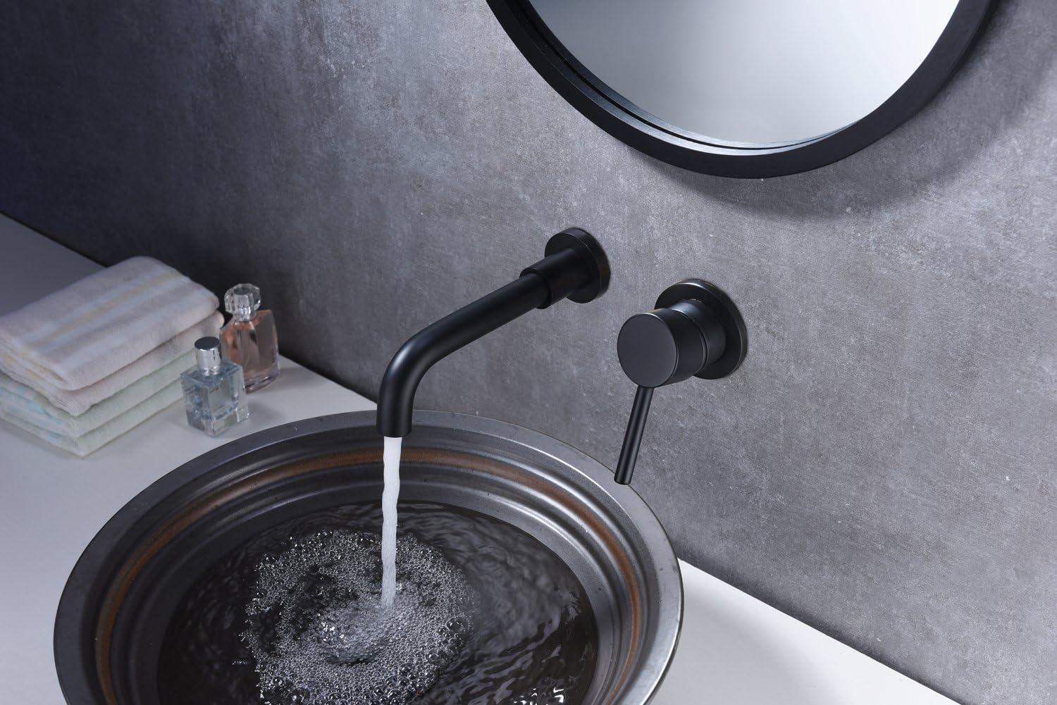 wall mount faucet, bathroom faucet matte black, rough-in valve included