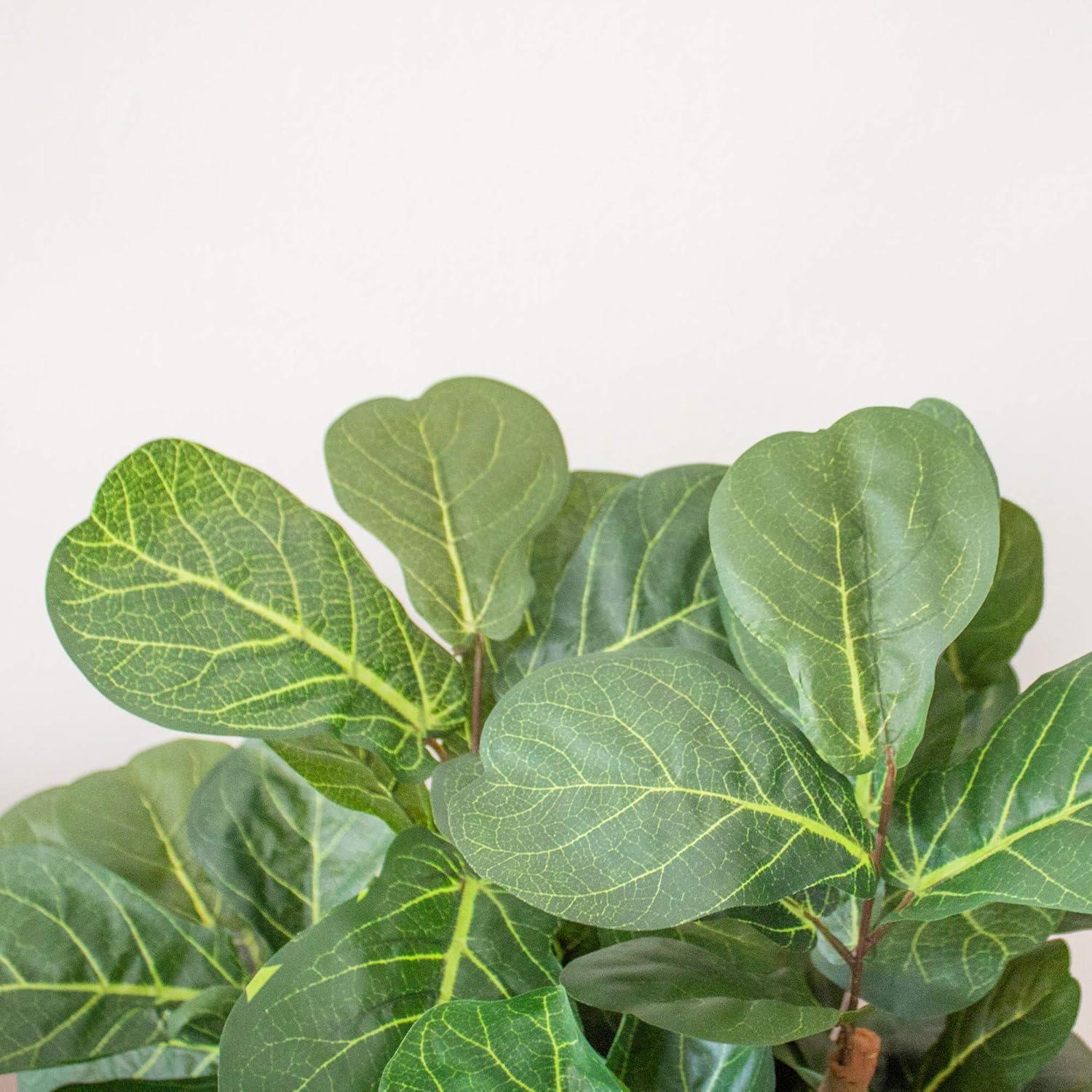 Nearly Natural 6' Fiddle Leaf Fig Tree: Indoor Faux Plant with Plastic Pot, Unlit Full Shape