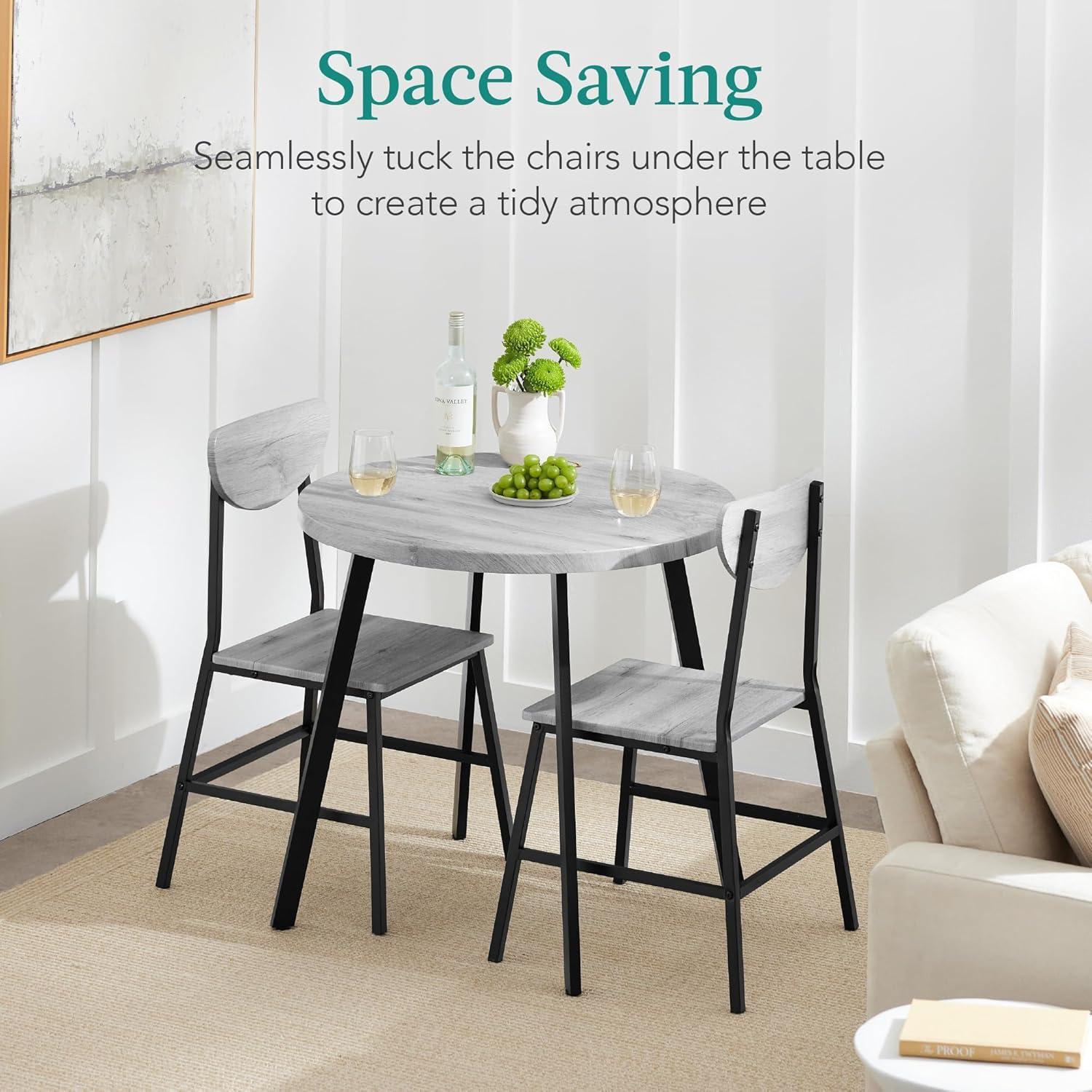 Best Choice Products 3-Piece Mid-Century Modern Round Dining Set w/ 2 Chairs, Angled Legs