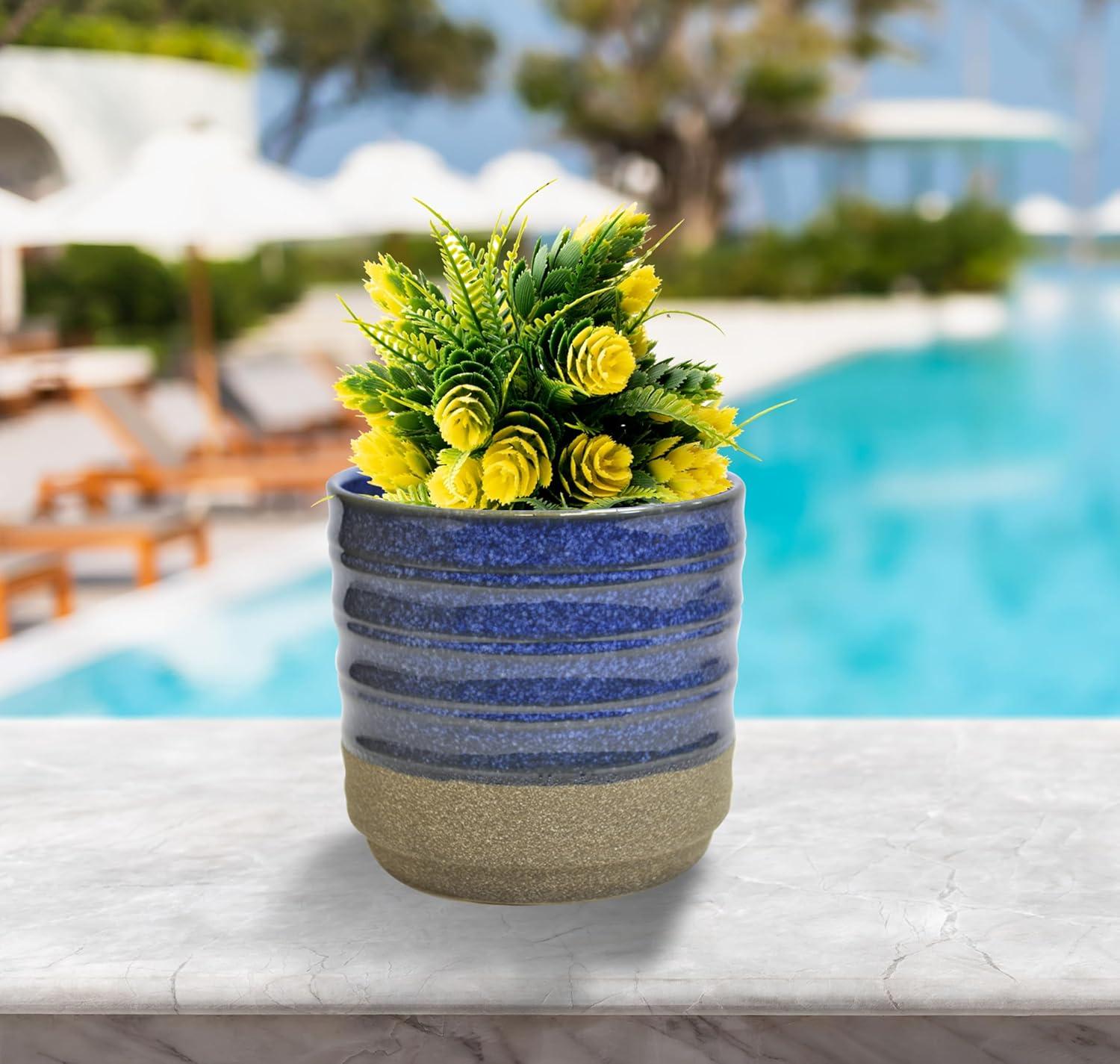 Misco Round Ceramic Reactive Planter, 5.51 Inch in Height Planter and 6 Inch in Diameter, Sage Color Ceramic Pot for Plants and Flowers for Indoor and Outdoor, Modern Decorative for The Home…