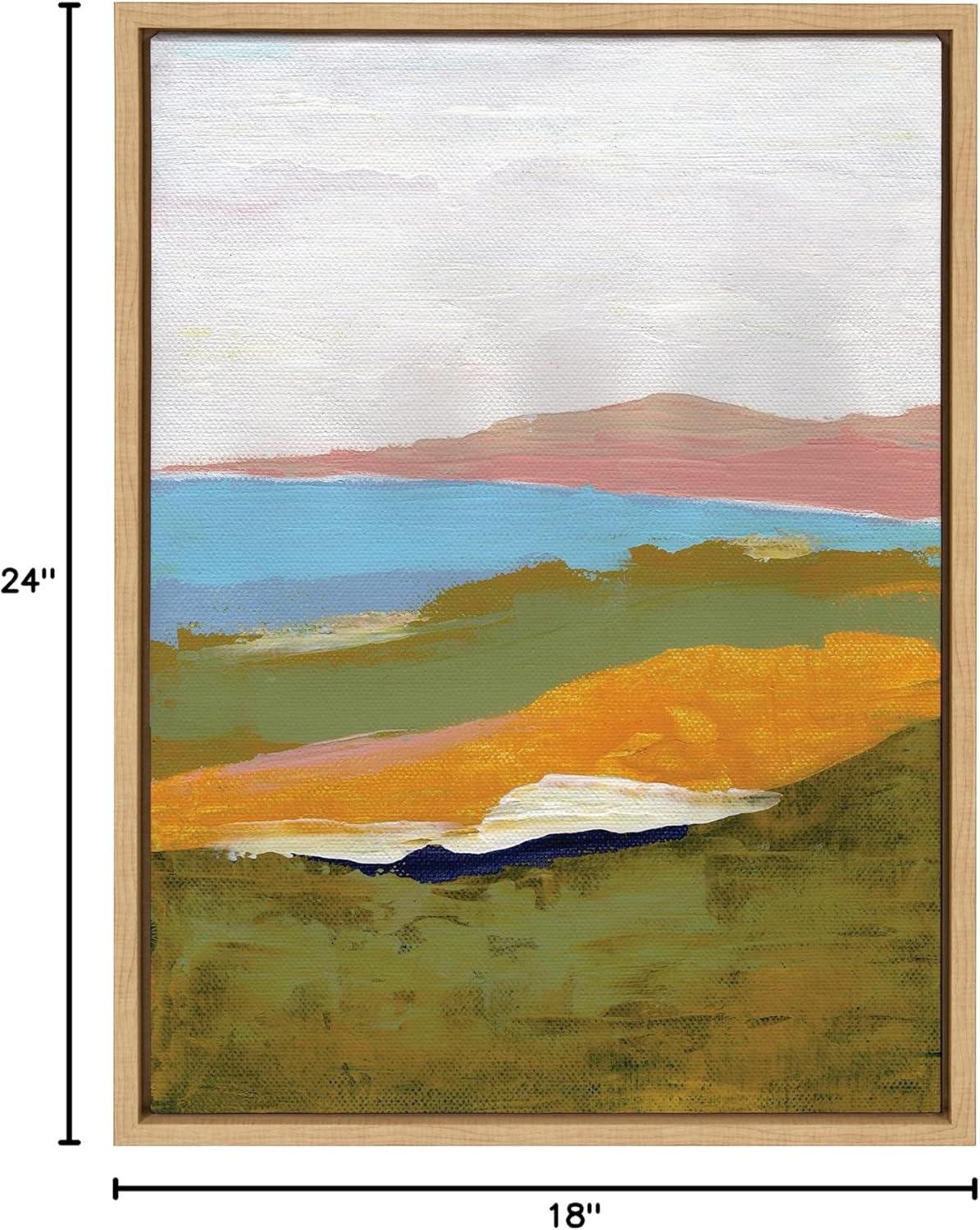 Kate and Laurel Sylvie Tuscan Framed Canvas Wall Art by Nikita Jariwala, 18x24 Natural, Colorful Abstract Landscape Nature Art for Wall