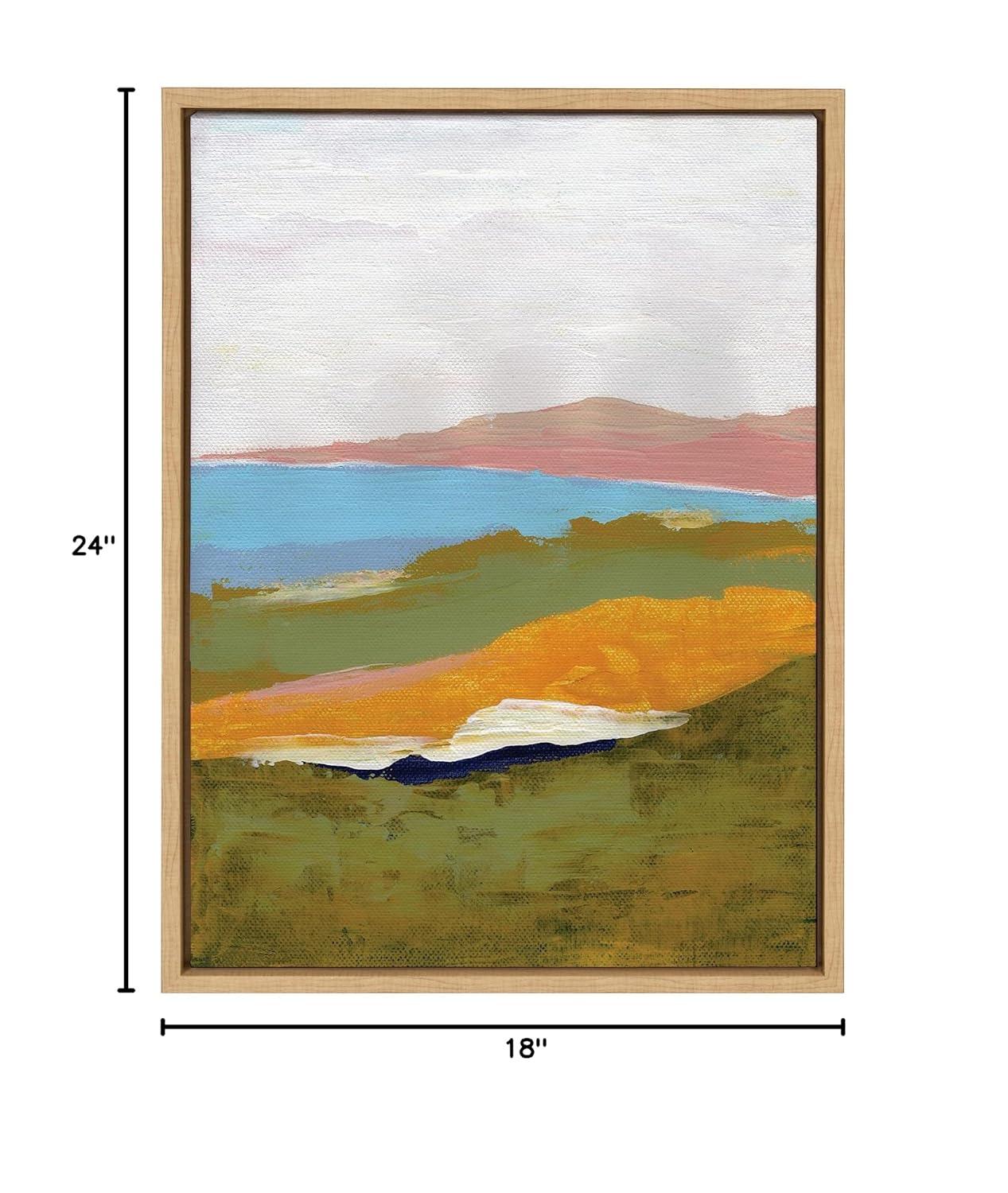 Kate and Laurel Sylvie Tuscan Framed Canvas Wall Art by Nikita Jariwala, 18x24 Natural, Colorful Abstract Landscape Nature Art for Wall