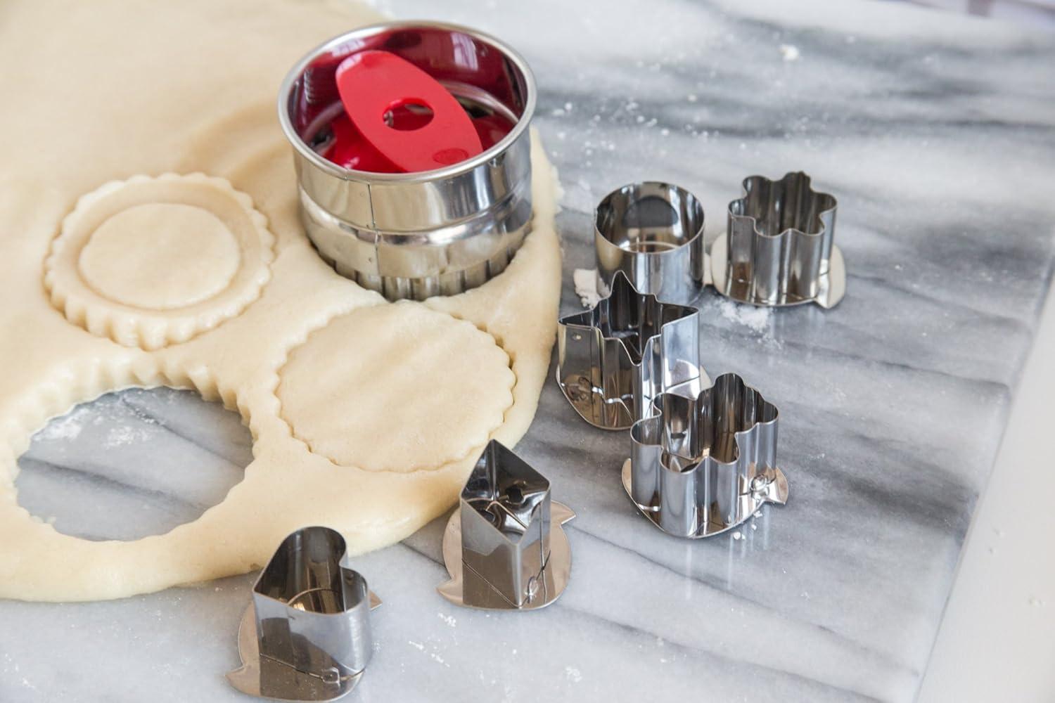 Stainless Steel Linzer Cookie Cutter Set with 6 Shapes