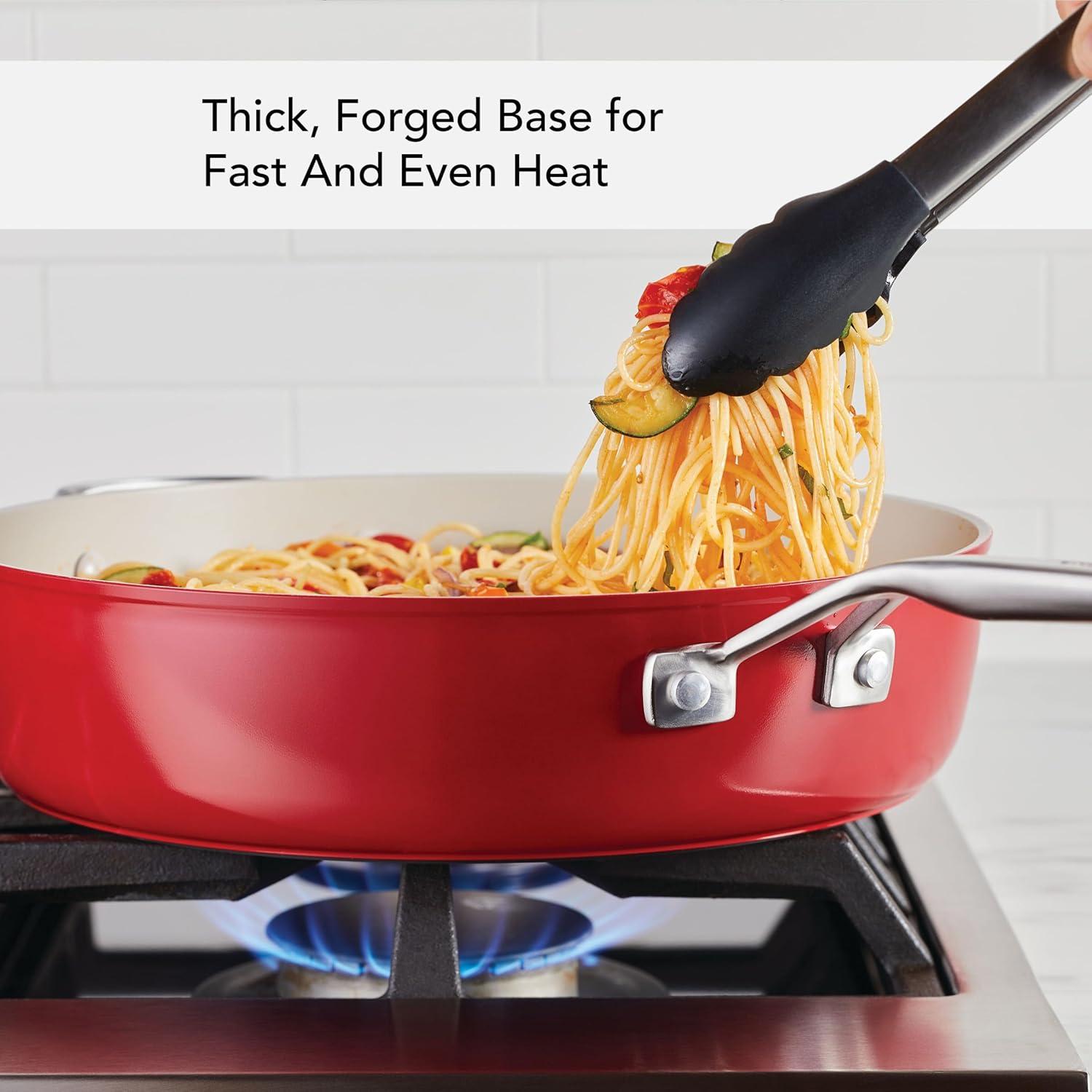 KitchenAid® KitchenAid Hard Anodized Ceramic Nonstick 5 Quart Sauté Pan with Lid, Empire Red