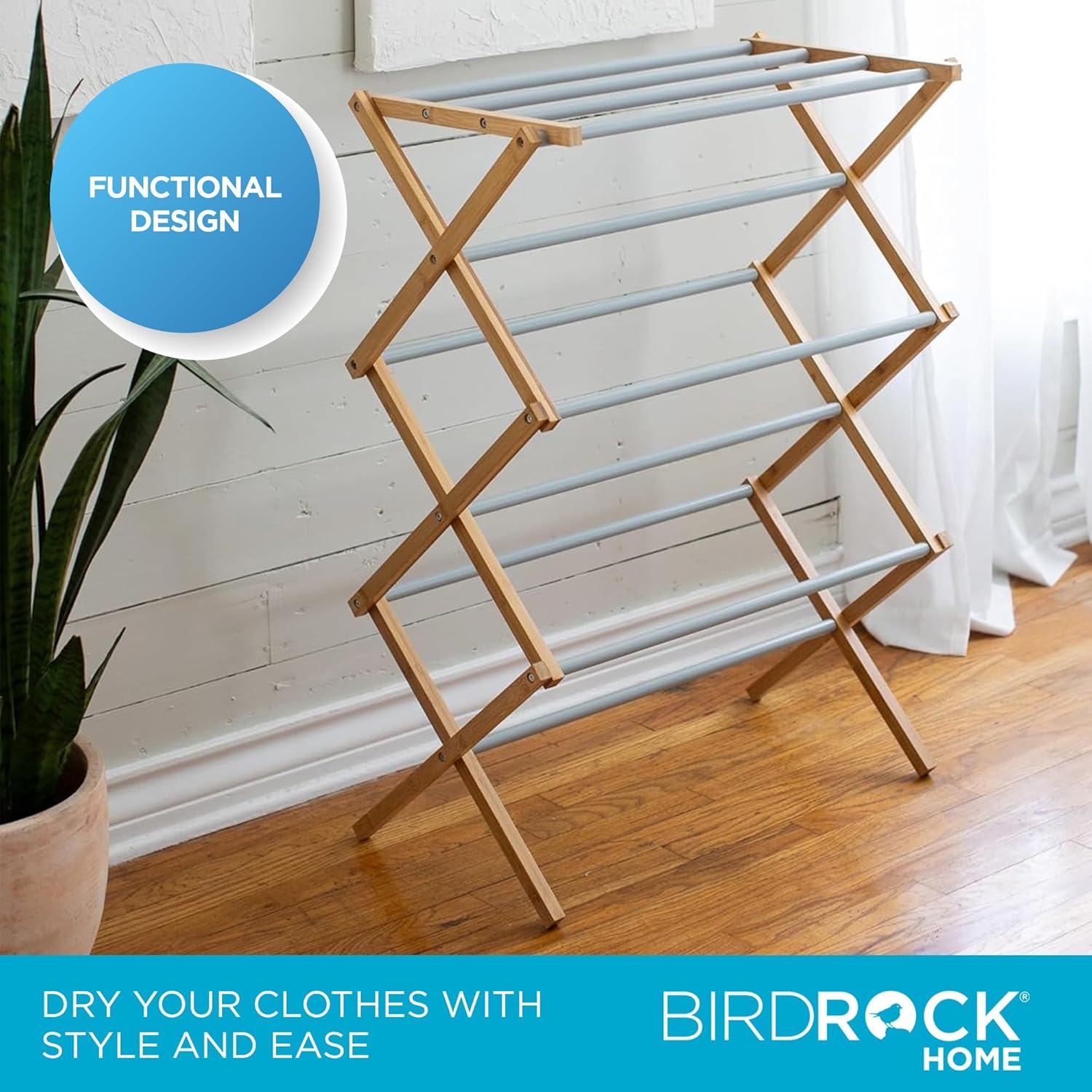 3-Tier Bamboo and Steel Collapsible Clothes Drying Rack