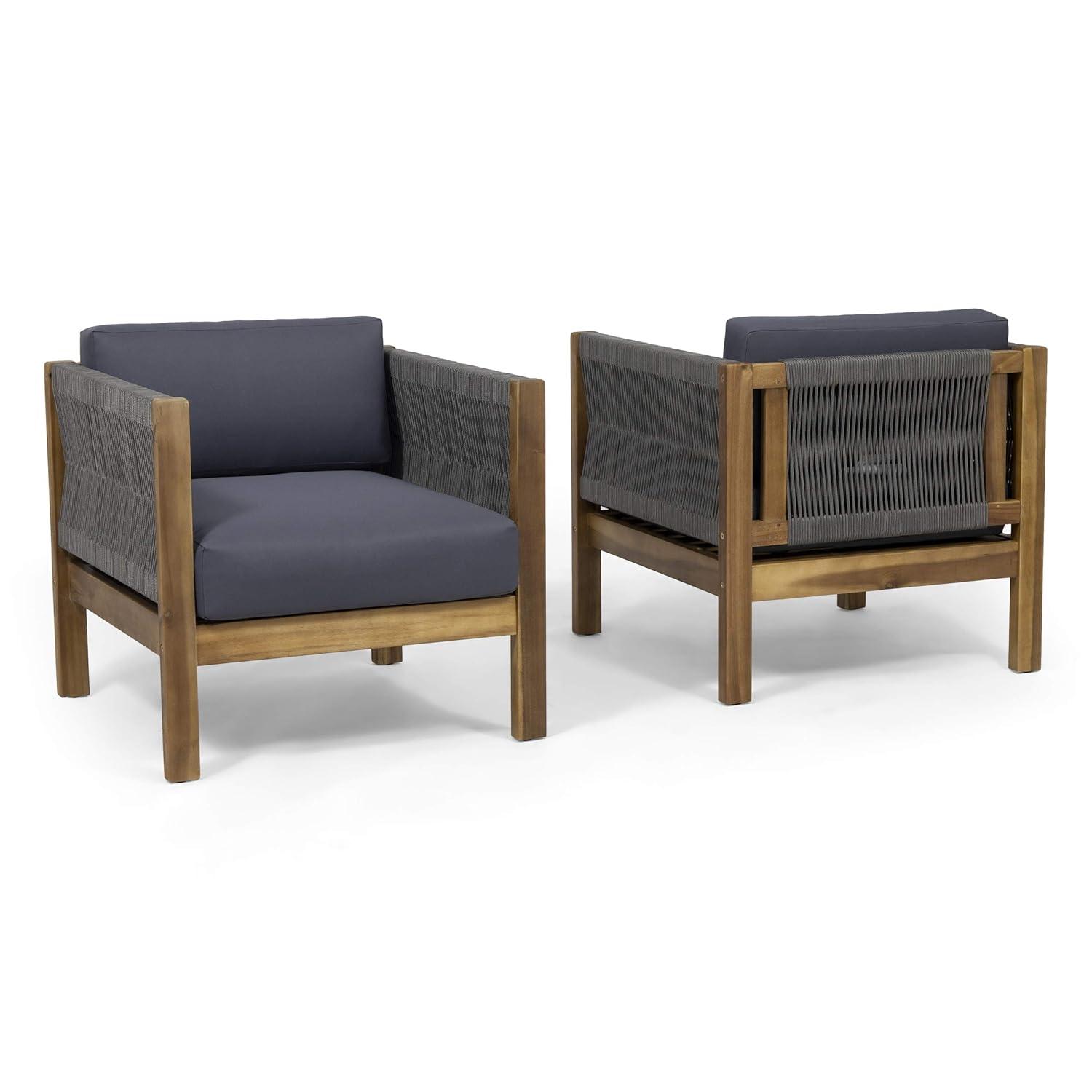 Hokku Designs Set of 2 Teak Club Chair, Elegant Acacia Wood Design with Rich Color and Timeless Style
