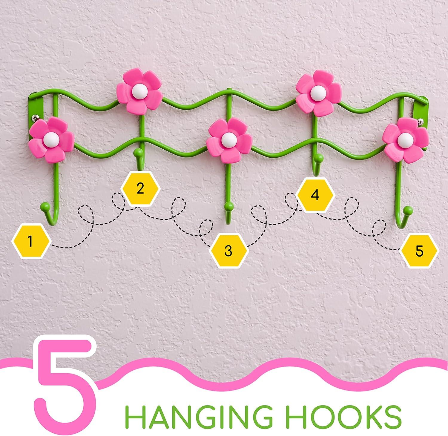 Galashield Hook Rack Wall Mounted | Coat Rack Wall Mount for Kids Room | Flower Design Hooks for Boys and Girls | Towel, Clothes, Hat, Backpack Hanger