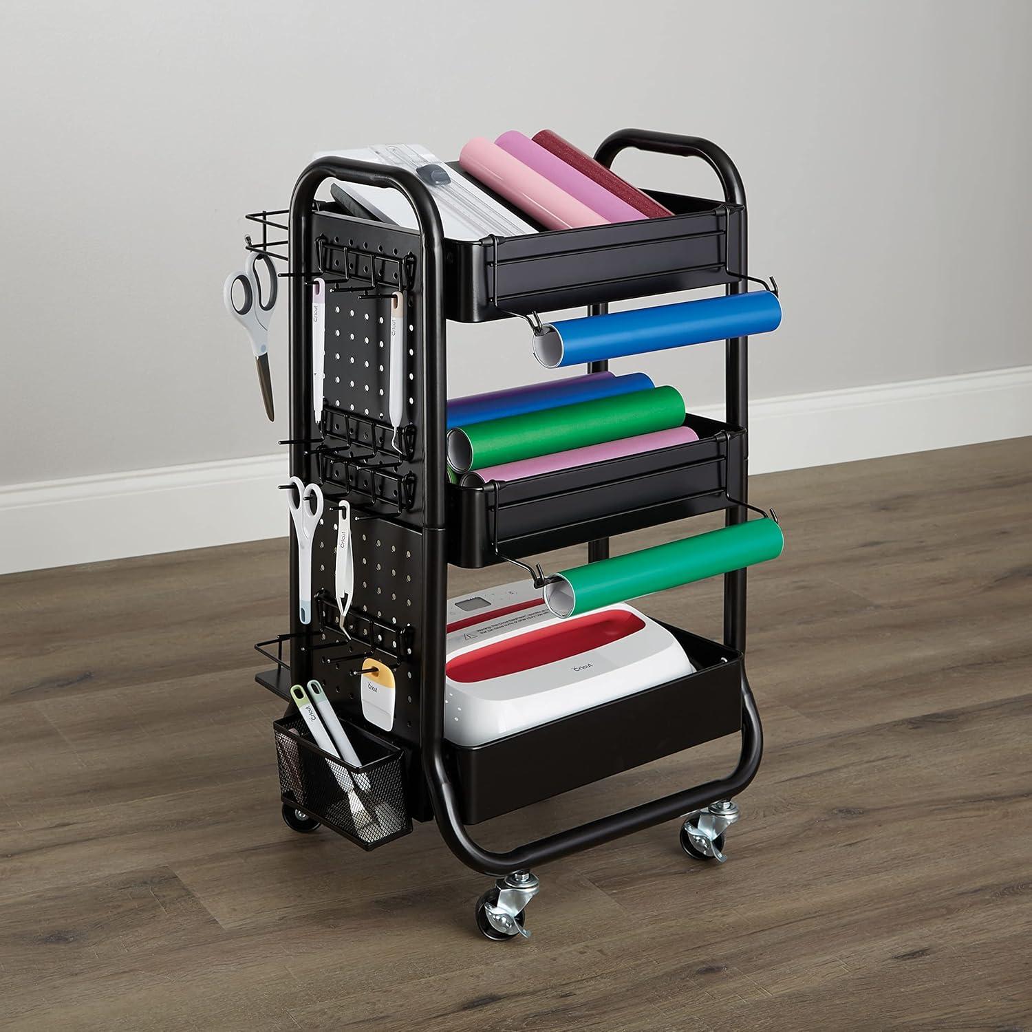 Gramercy Black Metal Rolling Cart by Simply Tidy - Customizable Storage Cart for Crafting Supplies, Home, Office, and School Organization - 1 Pack