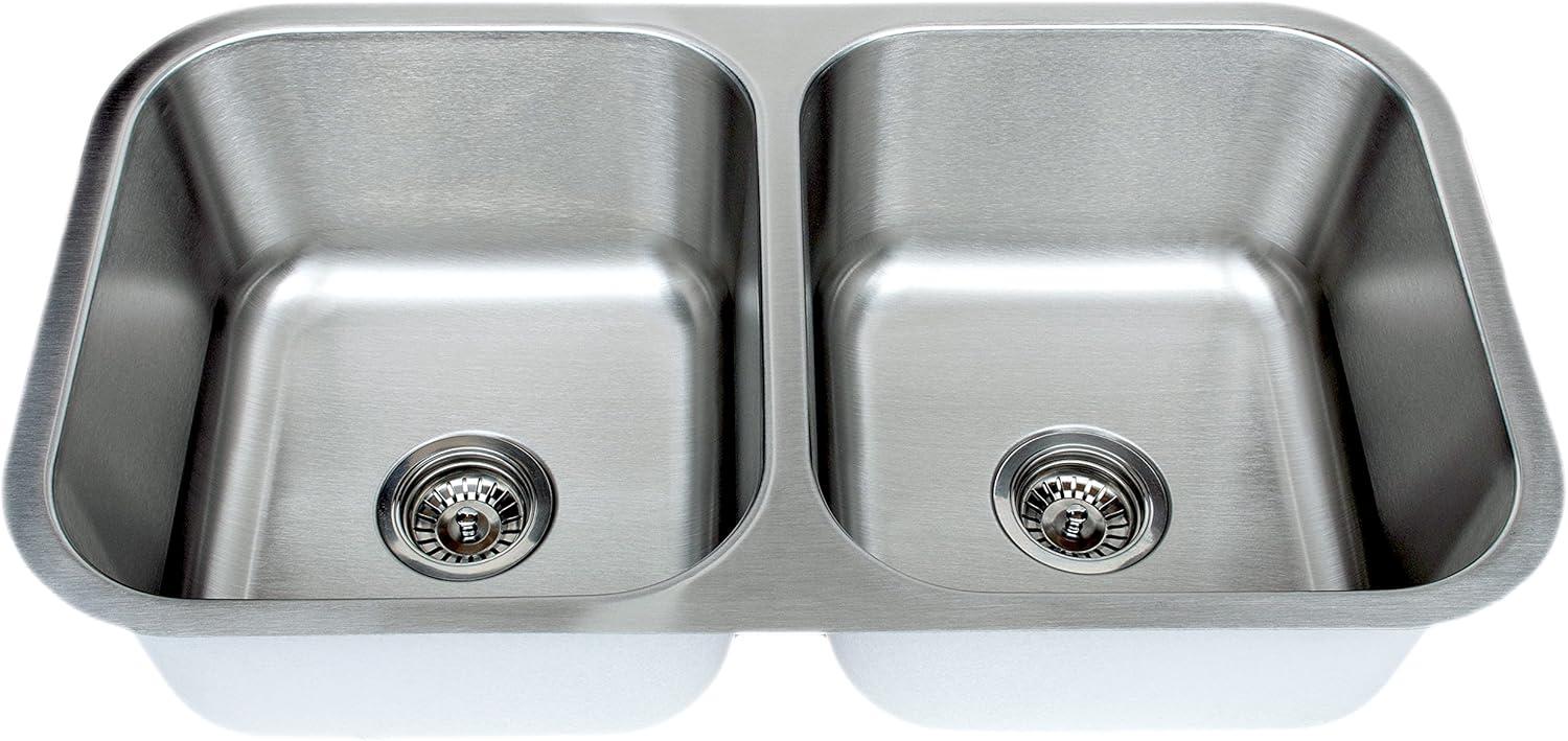 Craftsmen Series 32.5'' L Undermount Double Bowl Stainless Steel Kitchen Sink