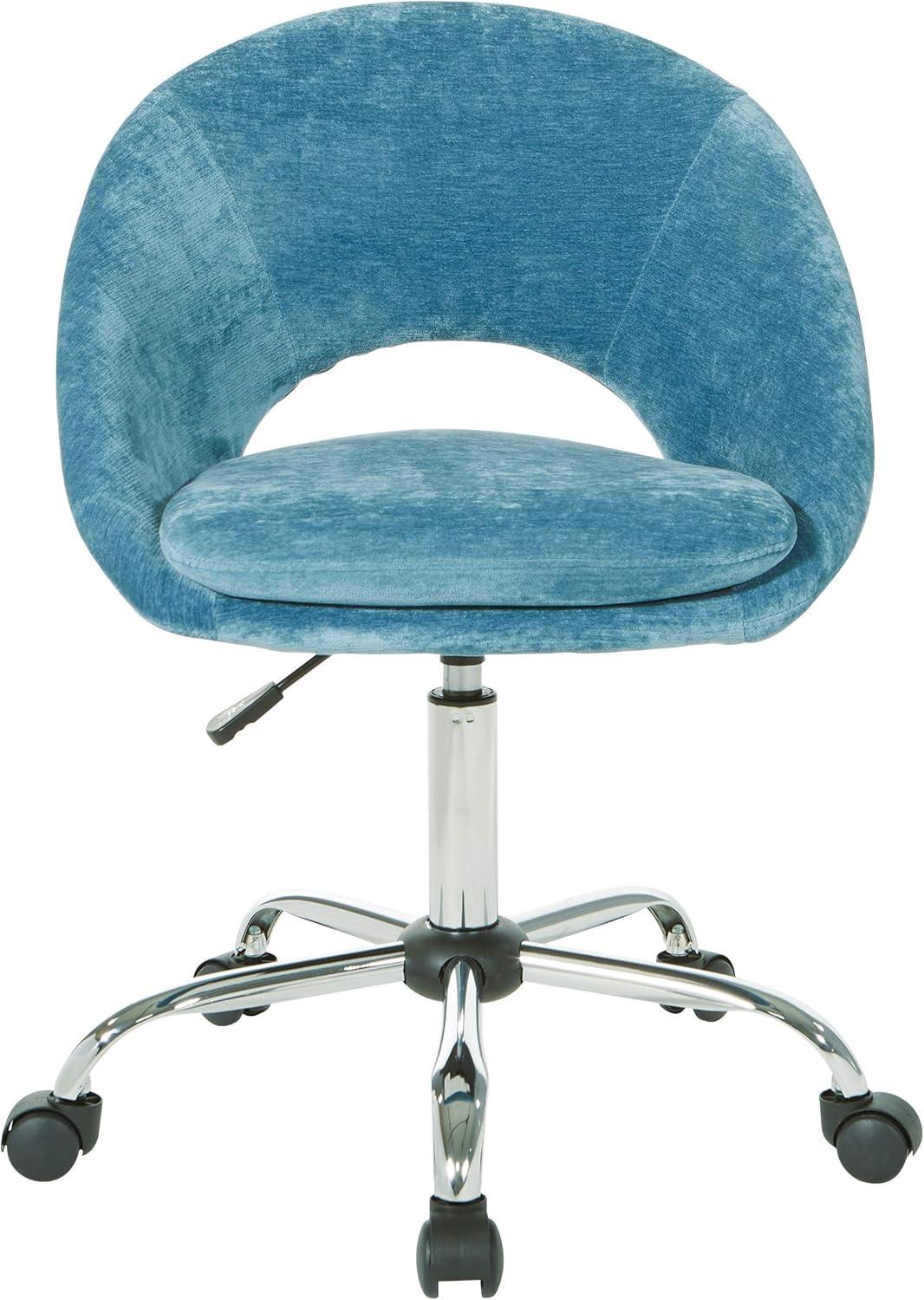 Royal Blue Chrome Swivel Office Chair with Padded Scoop Seat