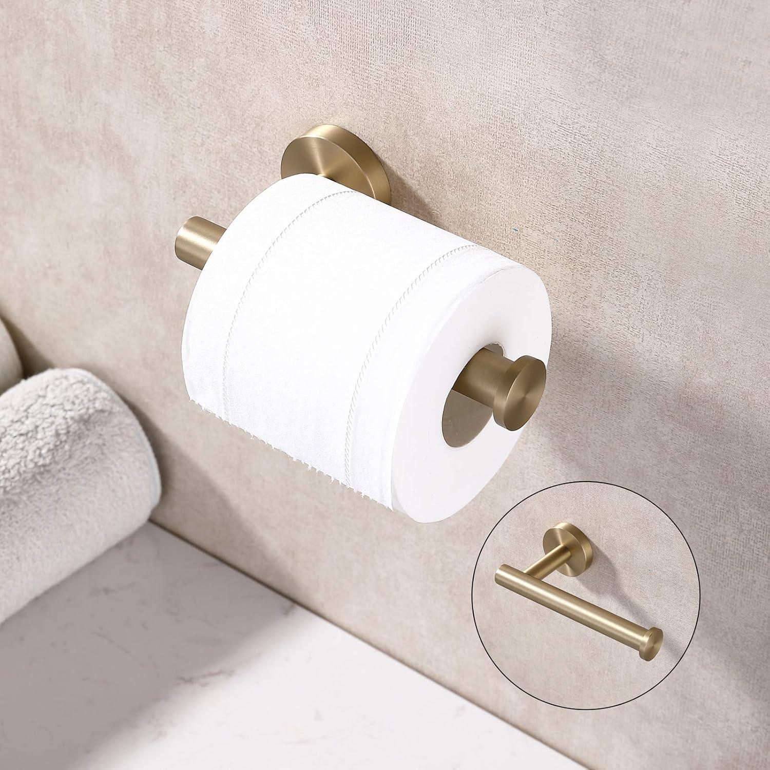 Toilet Paper Holder SUS304 Stainless Steel Round Size Brushed Gold 2 Pack