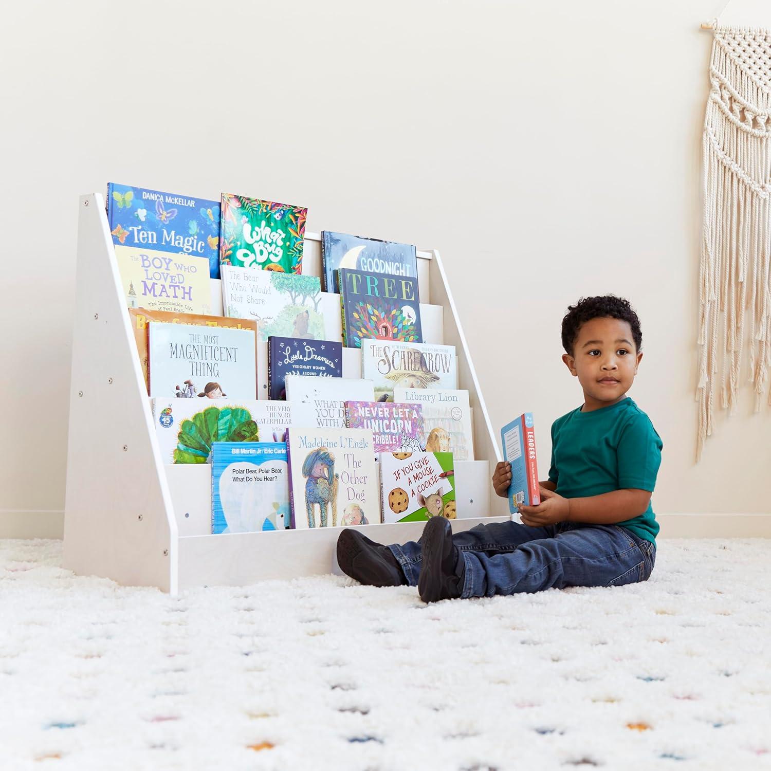 ECR4Kids Single-Sided Book Display, White Wash