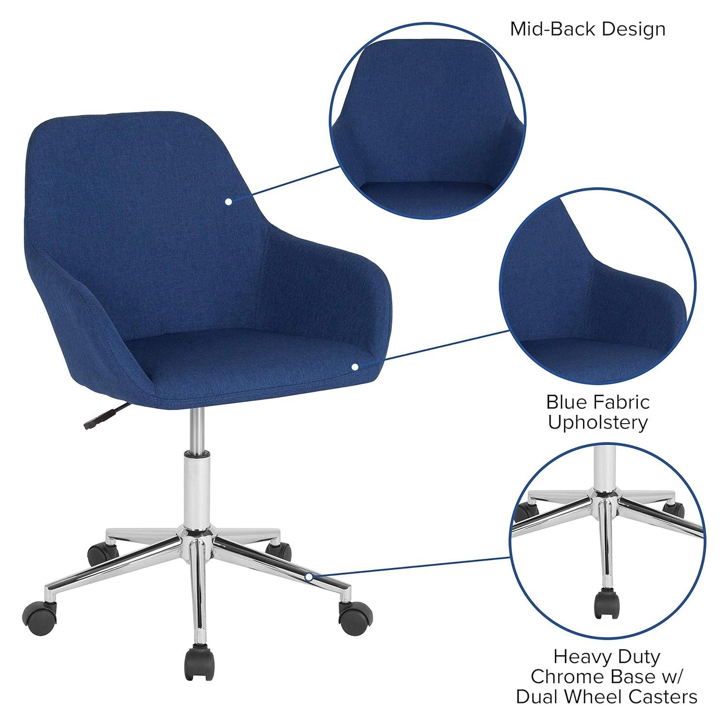 Flash Furniture Cortana Home and Office Mid-Back Chair in Blue Fabric