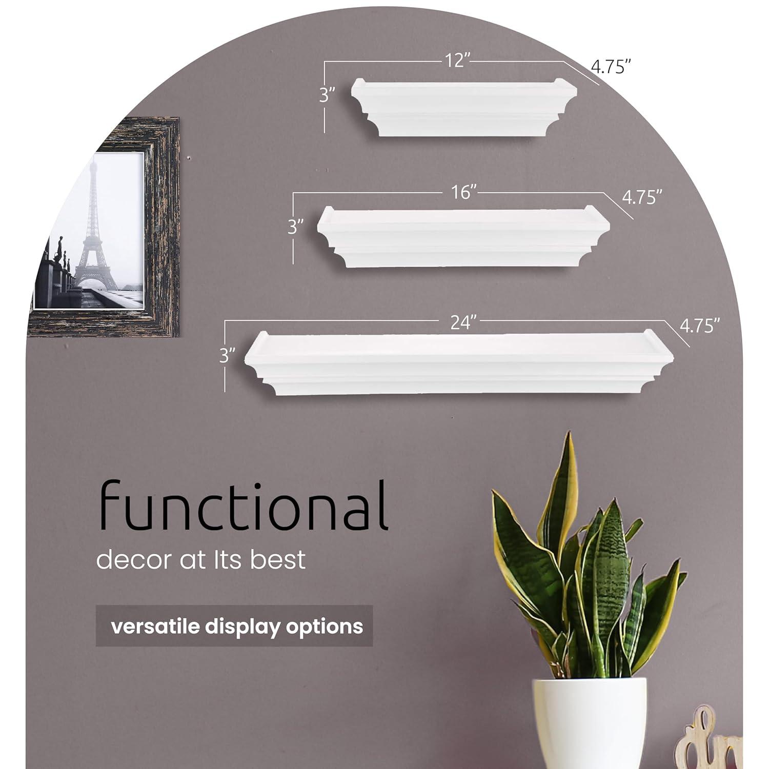 kieragrace KG Traditional  Madison Shelves  Set of 3 White Engineered Wood