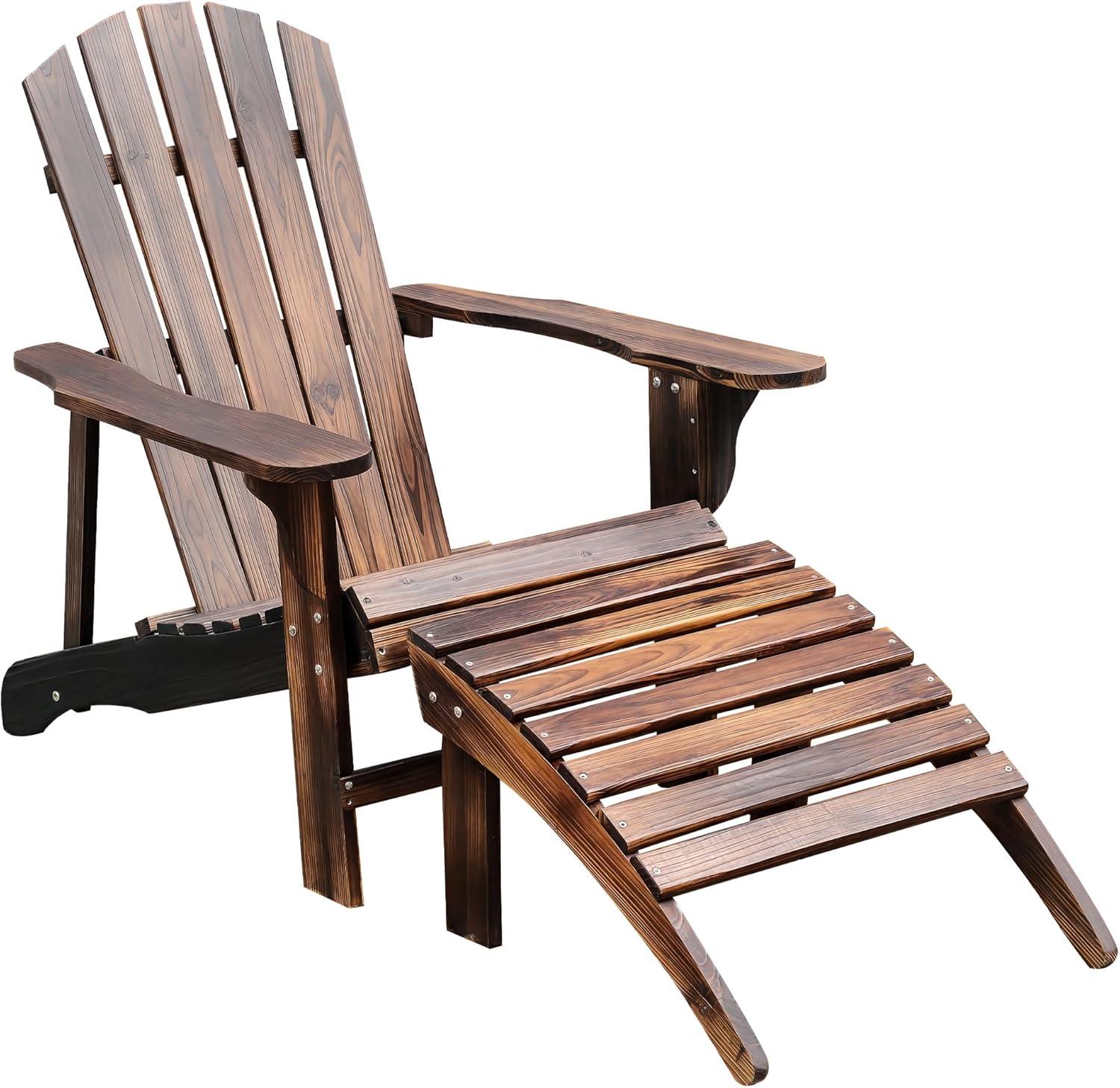 Outsunny Wood Adirondack Chair with Ottoman