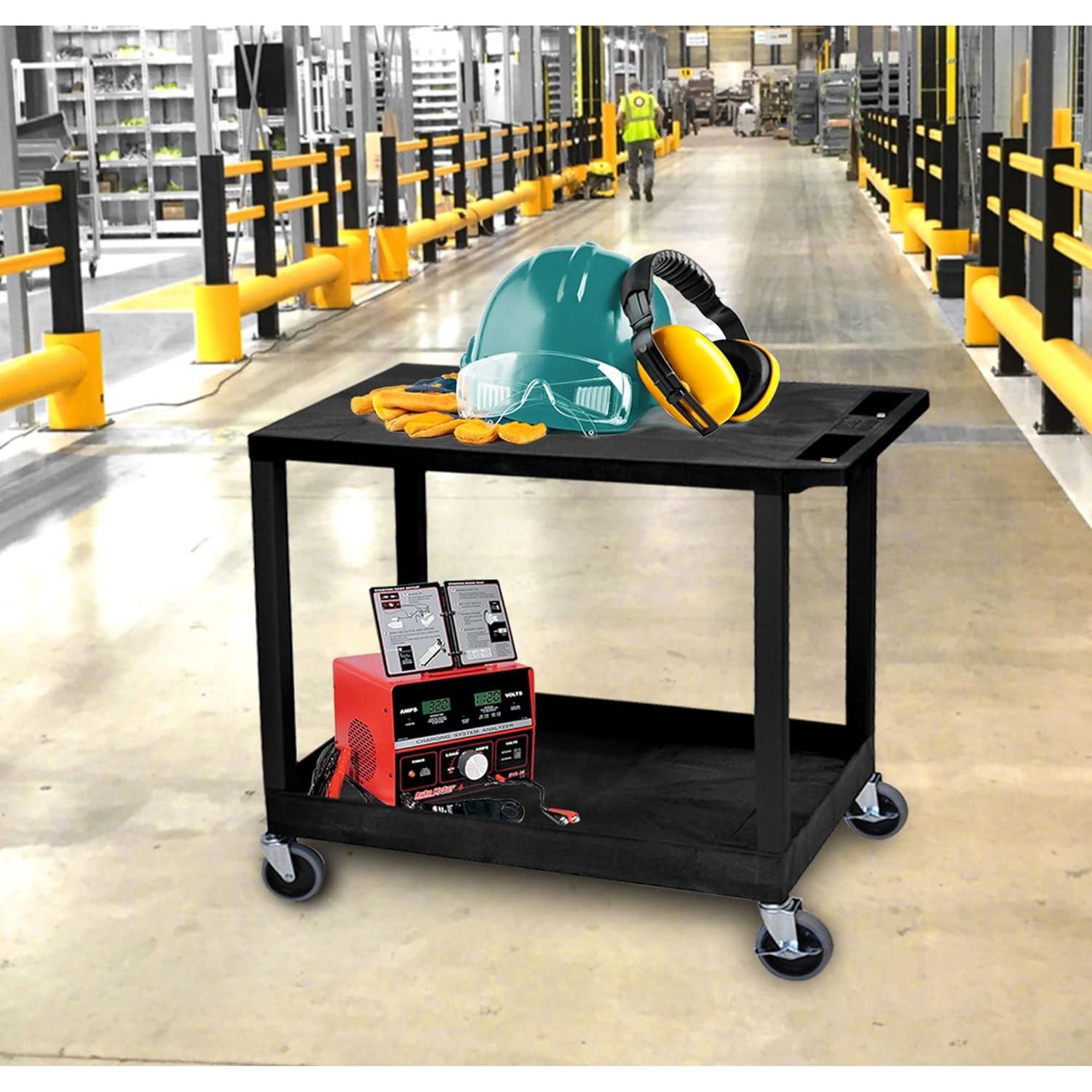 E Series Utility Cart with 1 Tub and 1 Flat Shelves