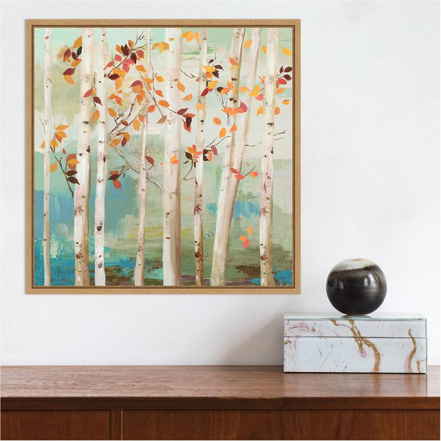 Amanti Art Fall Birch Trees by Allison Pearce Canvas Wall Art Print Framed 16 x 16-in.