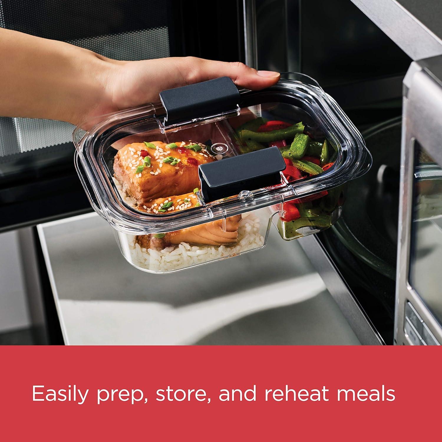 Rubbermaid 5pk 2.85 cup Brilliance Meal Prep Containers, 2-Compartment Food Storage Containers: Kitchen, Lunch, Clear