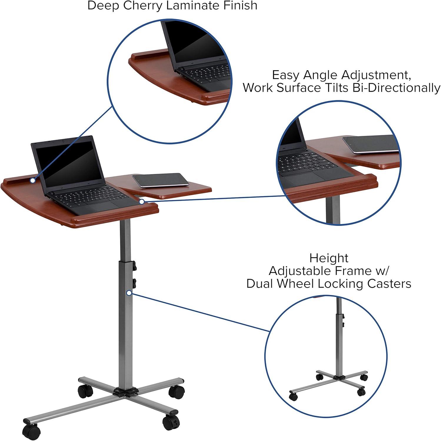 Robertson Angle and Height Adjustable Mobile Laptop Computer Table with Cherry Top