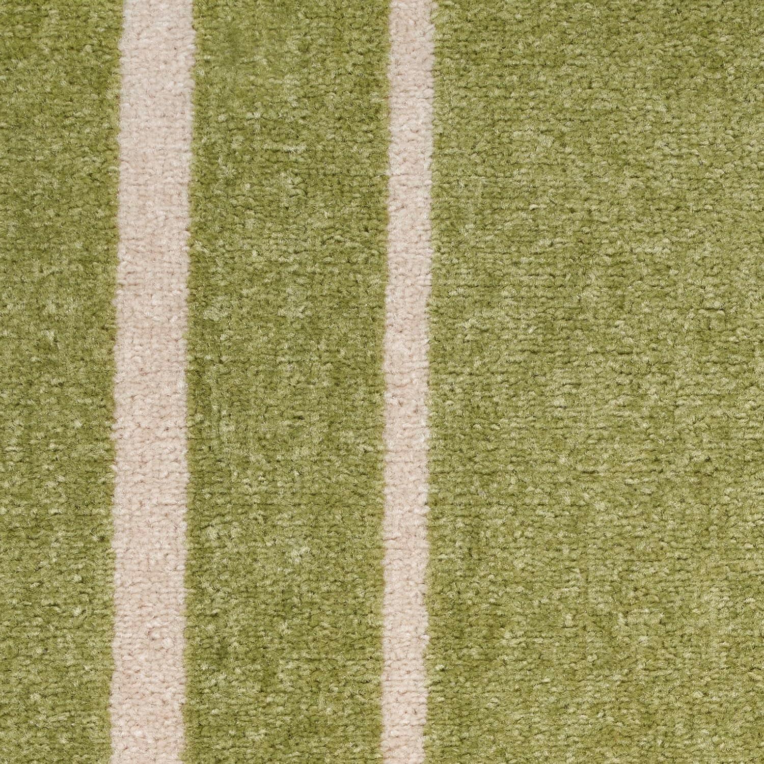 Nourison Essentials Solid Bordered Low Pile Indoor Outdoor Area Rug 4' x 6' Green Ivory
