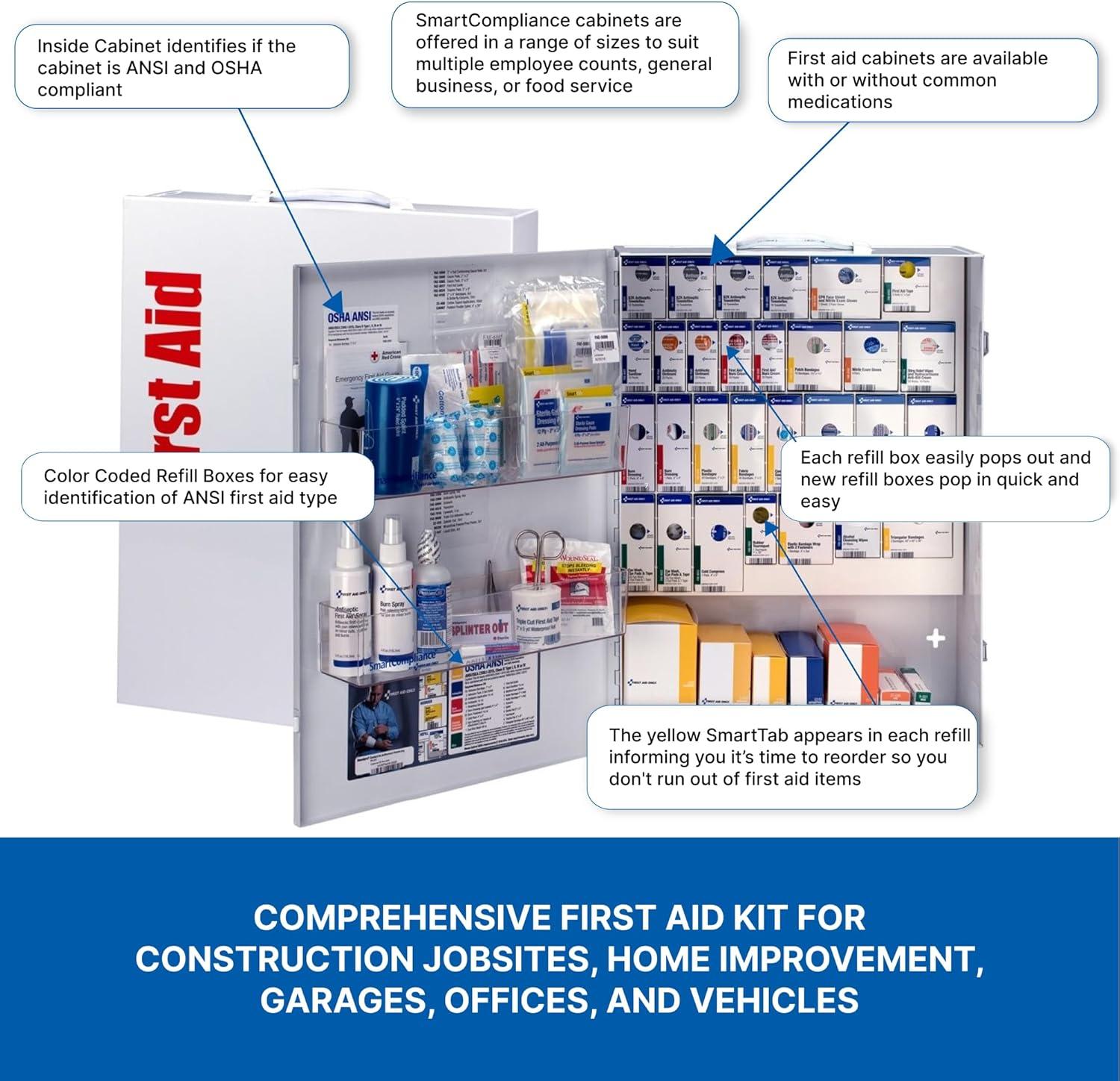 First Aid Only XL SmartCompliance General Business First Aid Cabinet without Medications, Metal, White