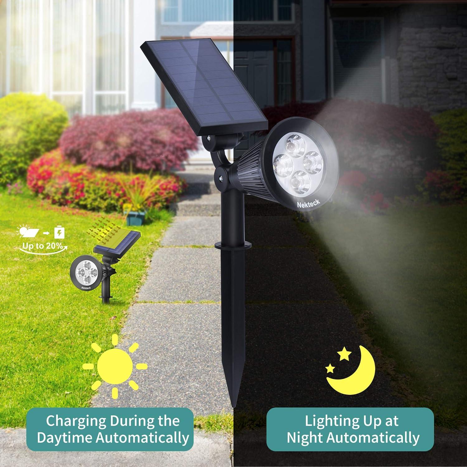 Nekteck Black Solar LED Landscape Spotlights, 4 Pack