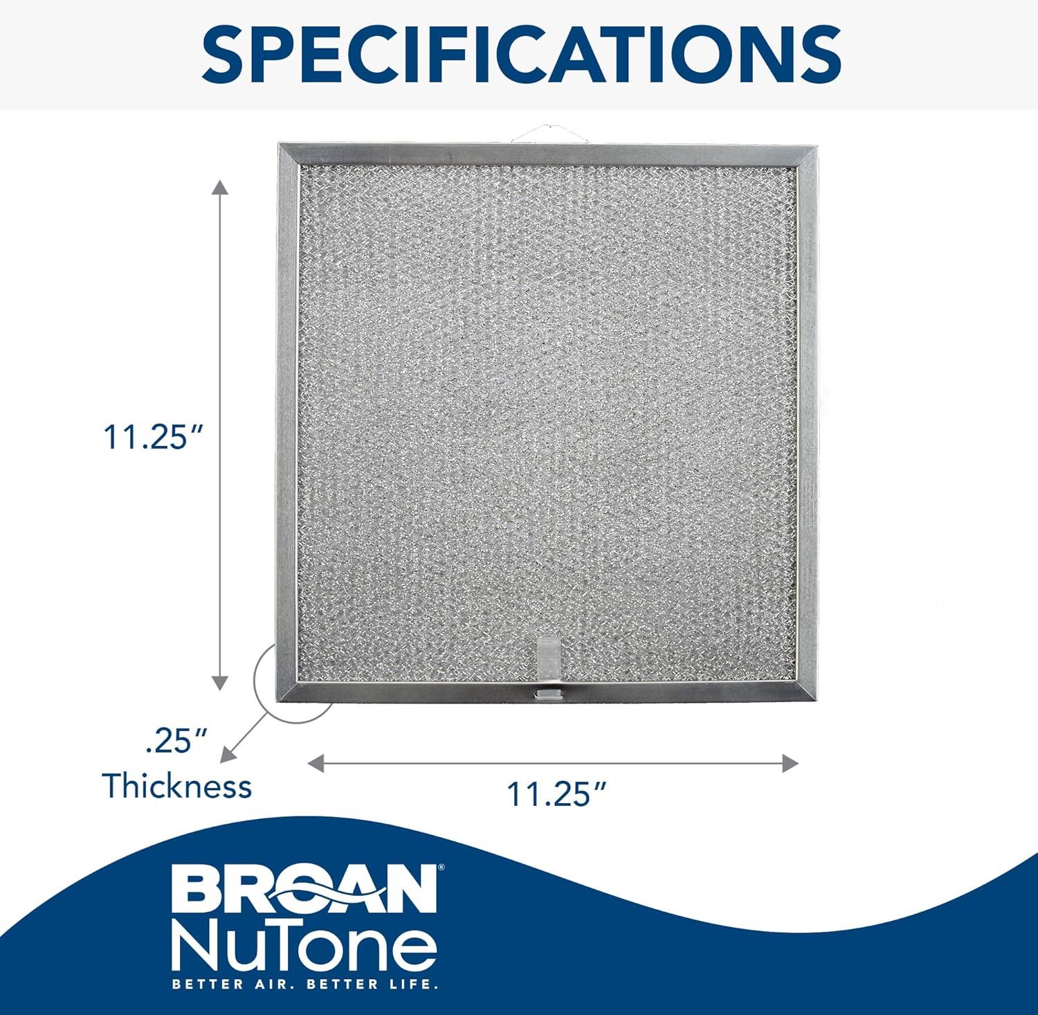 Broan-NuTone Silver Aluminum Range Hood Filter, 11-1/4" x 11-3/4"