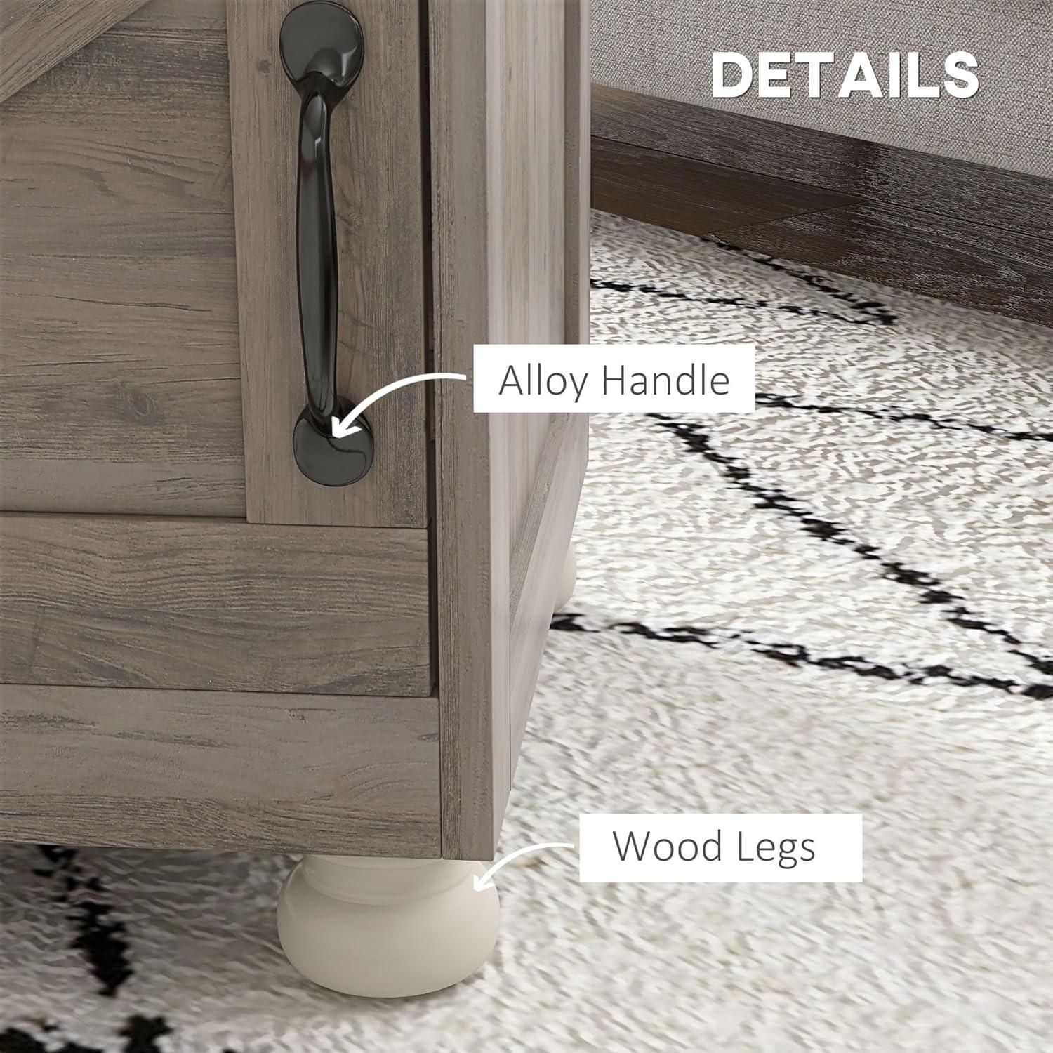 HOMCOM Small Side Table, Farmhouse End Table with Open Shelf and Cupboard, Modern Sofa Table with Wood Legs for Living Room, Gray