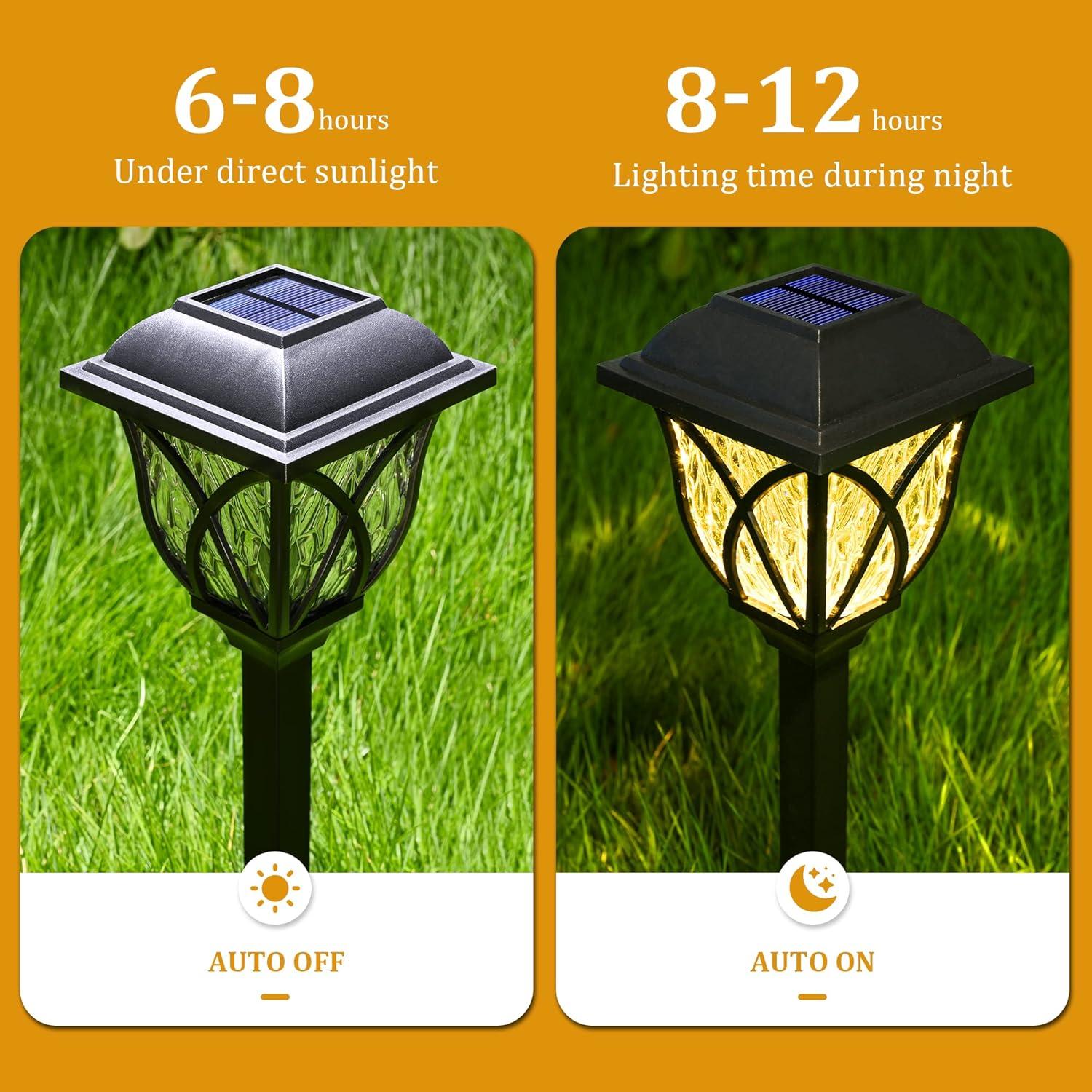 Classic Black Solar LED Pathway Lights, 6-Pack