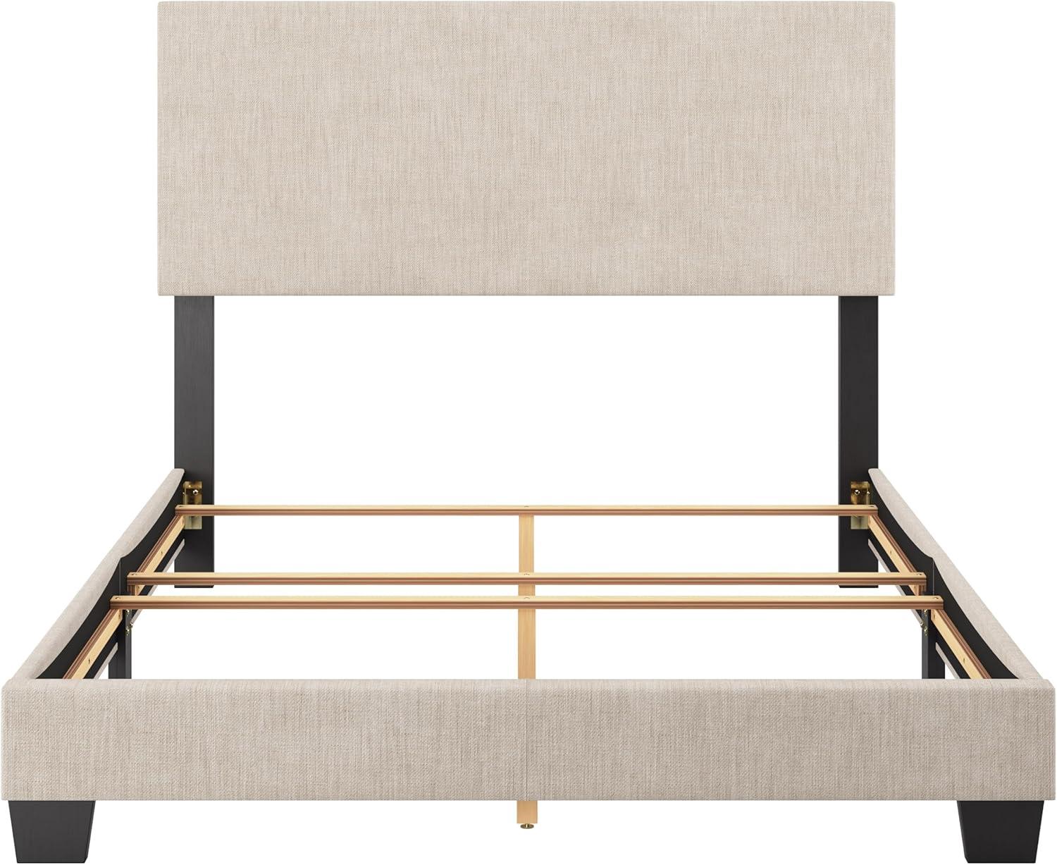 Celeste Modern Upholstered King Bed Beige - CorLiving: Transitional Style, Polyester Fabric, MDF & Wood Frame
