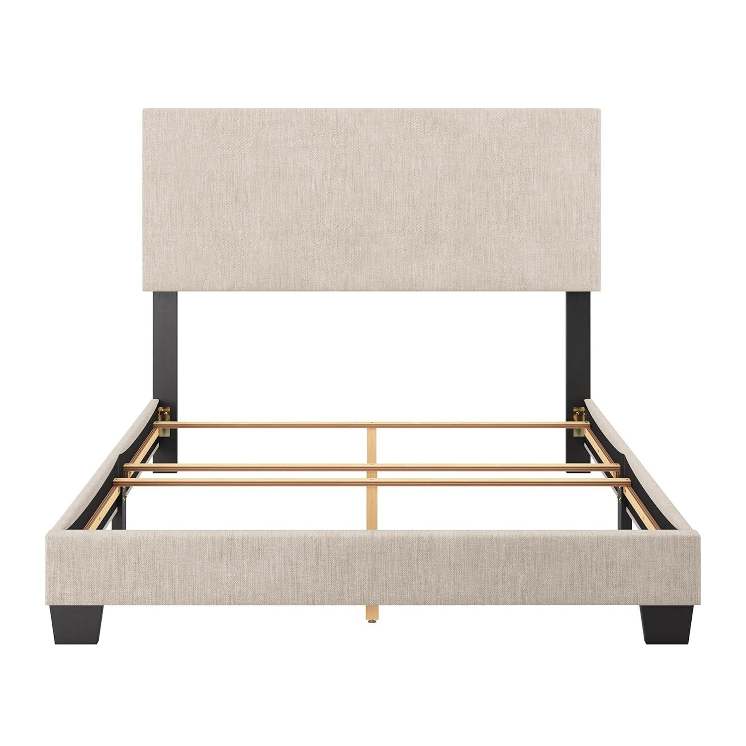 Celeste Modern Upholstered King Bed Beige - CorLiving: Transitional Style, Polyester Fabric, MDF & Wood Frame