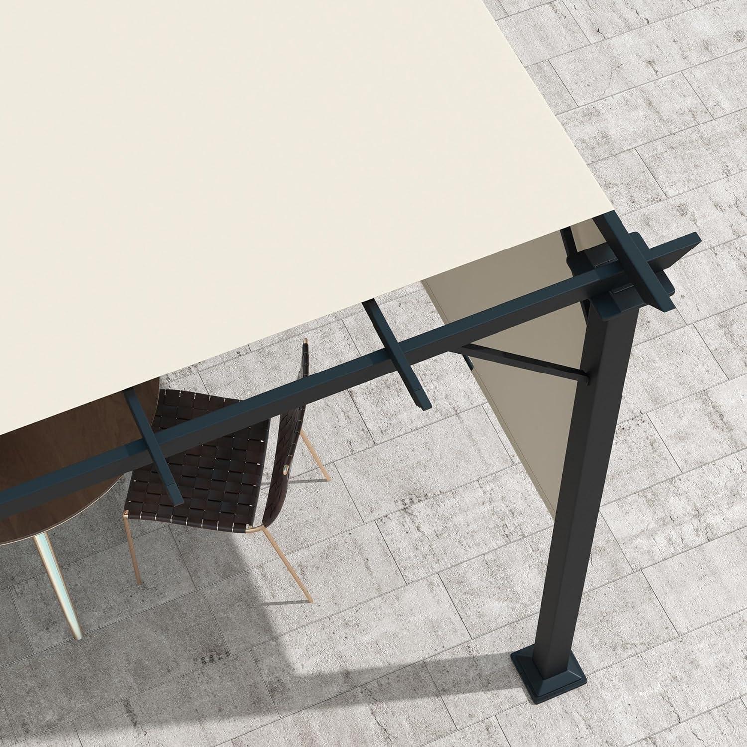 Outsunny 10' x 10' Outdoor Retractable Pergola Canopy with Sun Shade Unique Design Canopy Patio Metal Shelter for Garden Porch Beach, Beige