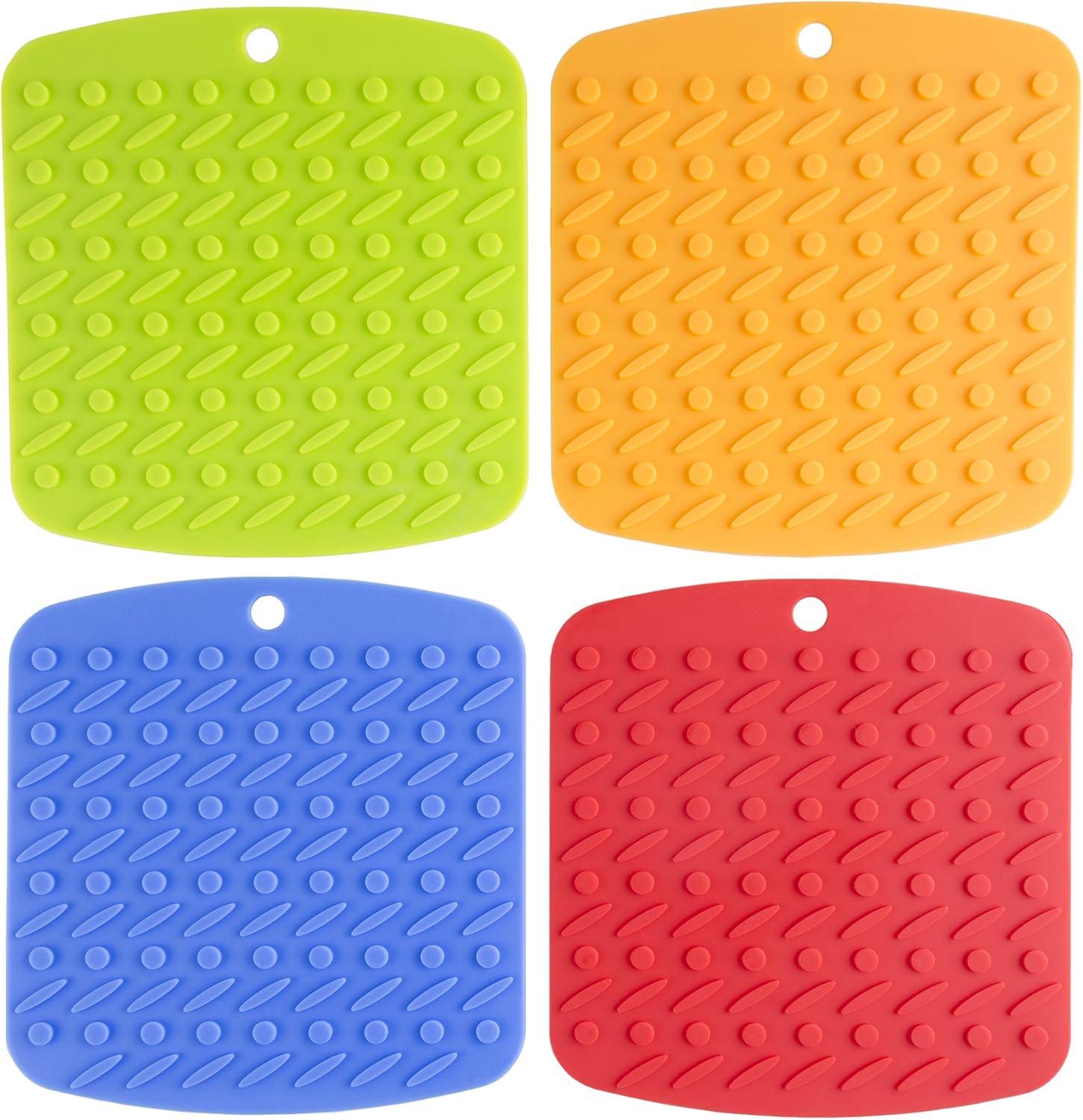 Silicone Pot Holder, Trivet Mat, Jar Opener, Spoon Rest, and Garlic Peeler - 4 pc - by Lavish Home