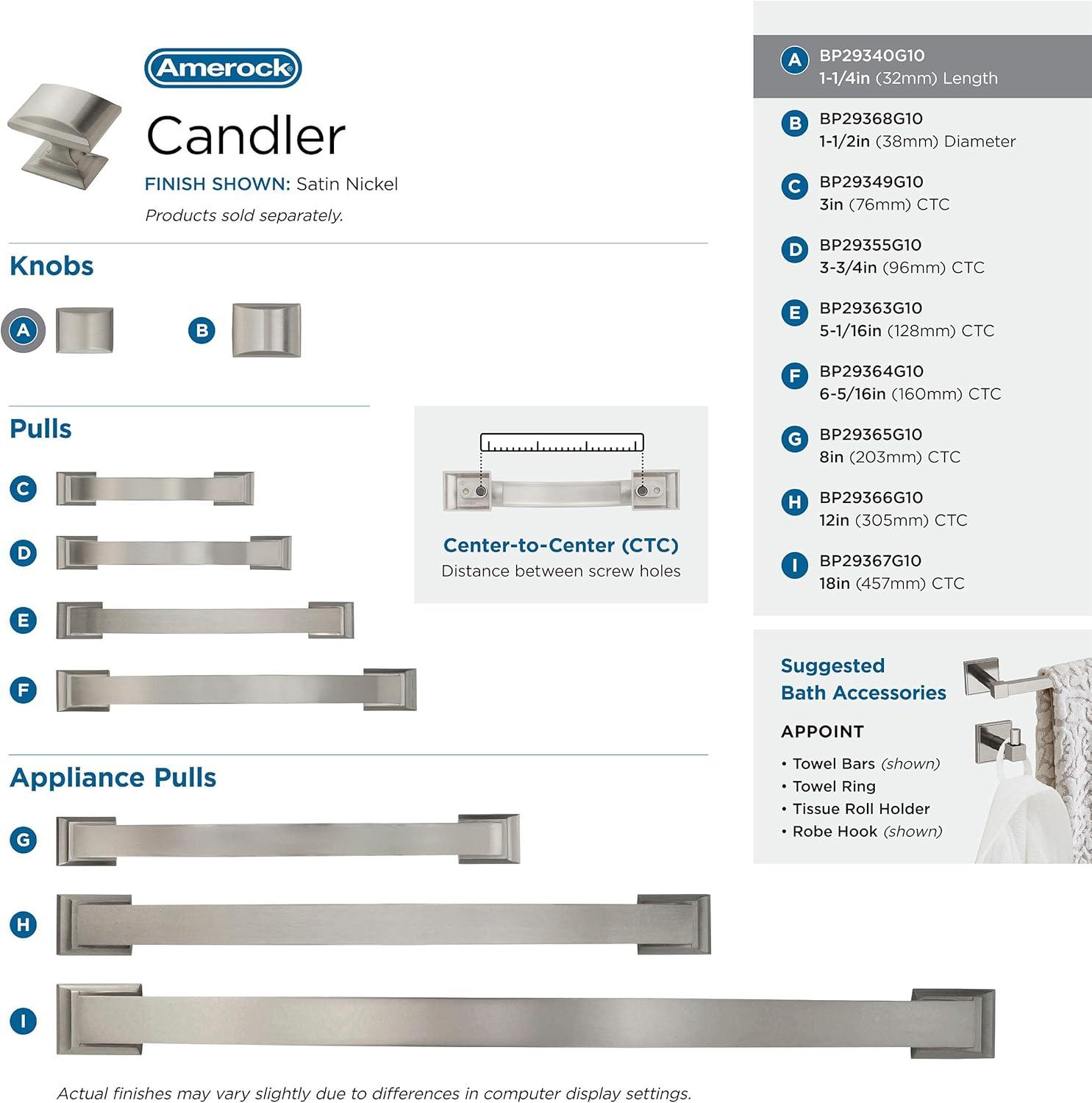 Satin Nickel Rectangular Cabinet Knob with Mounting Hardware