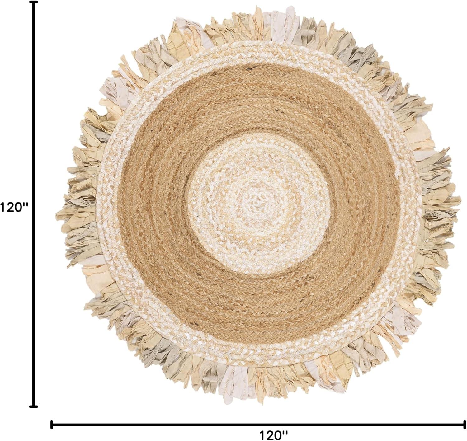 Cape Cod Handmade Beige Natural Round Cotton & Jute Rug 10'