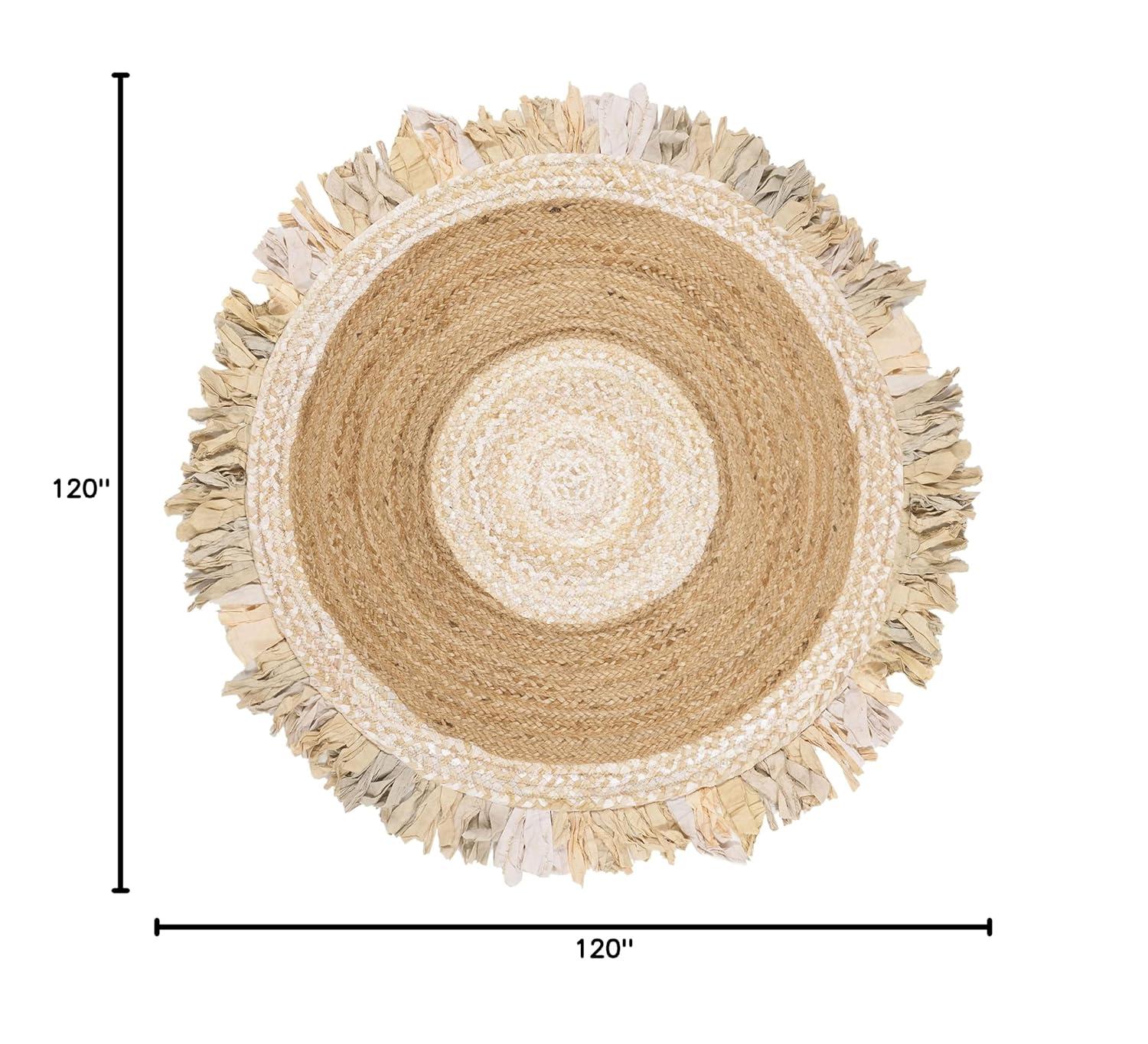 Cape Cod Handmade Beige Natural Round Cotton & Jute Rug 10'