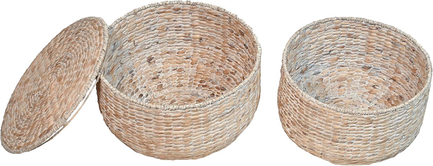 happimess 18" Hourglass Handwoven Hyacinth Storage Accent Table with Lid