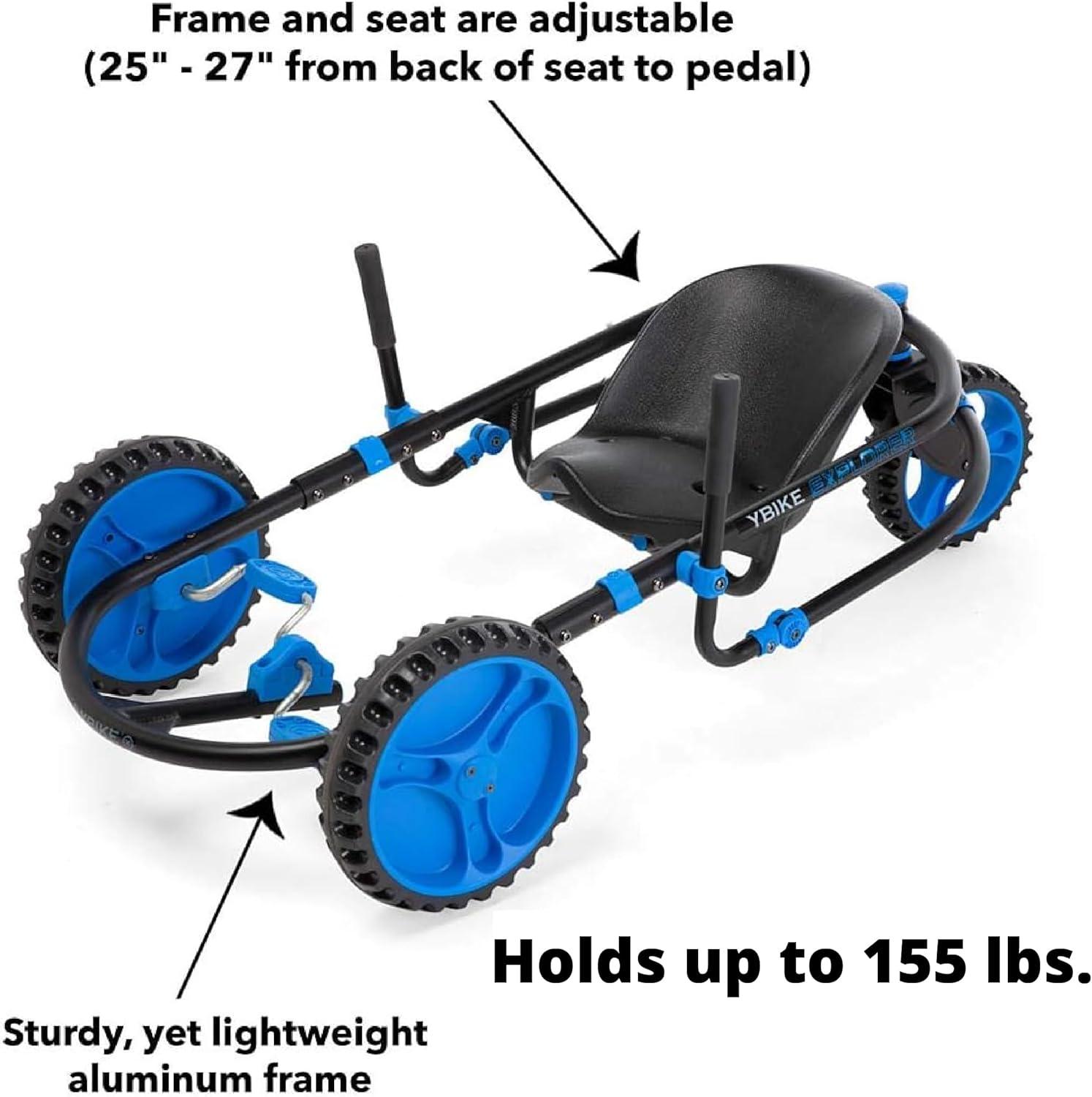 Blue and Black Aluminum Pedal-Powered Go-Kart