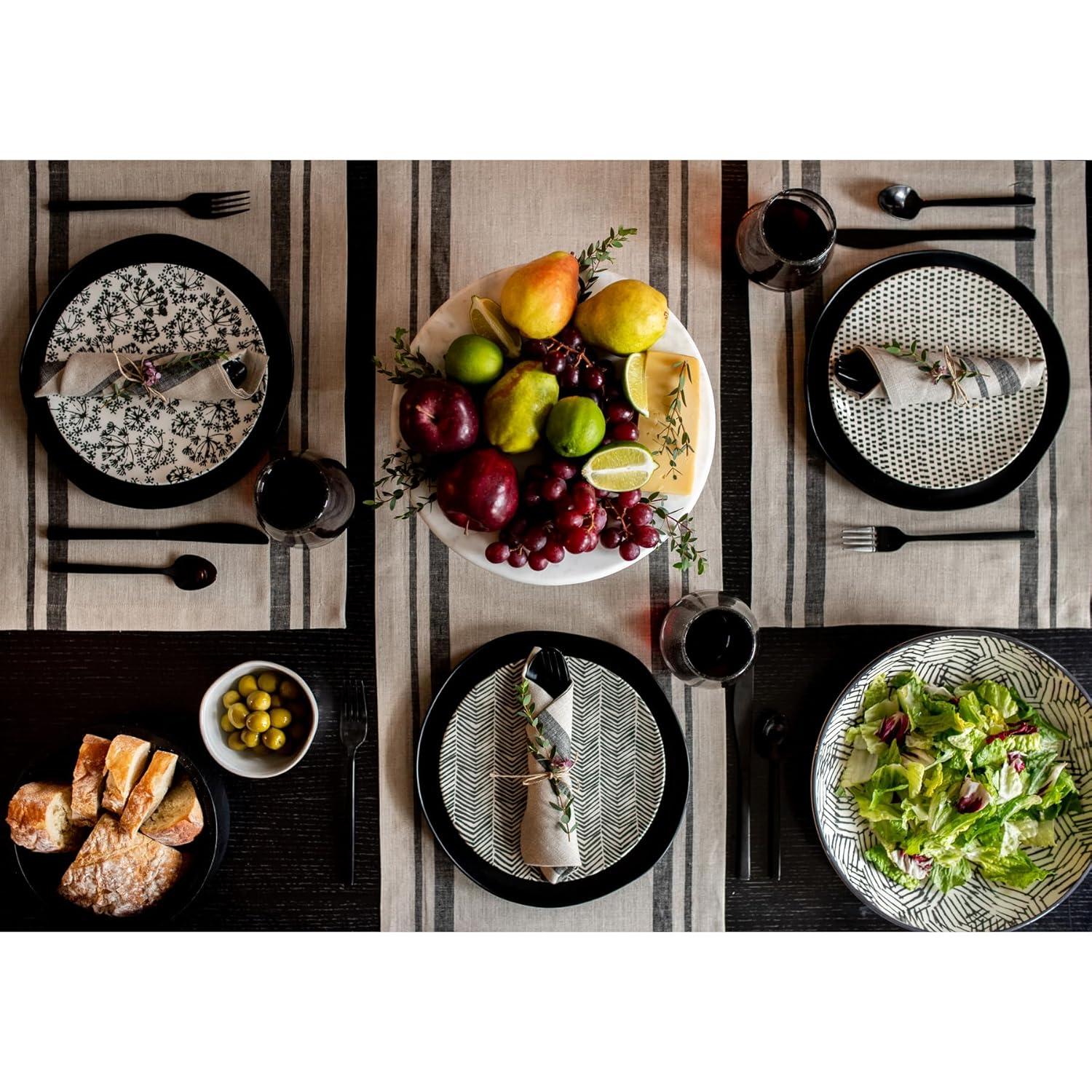 Solino Home French Stripe - 100% Pure Linen Placemats (Set of 4)