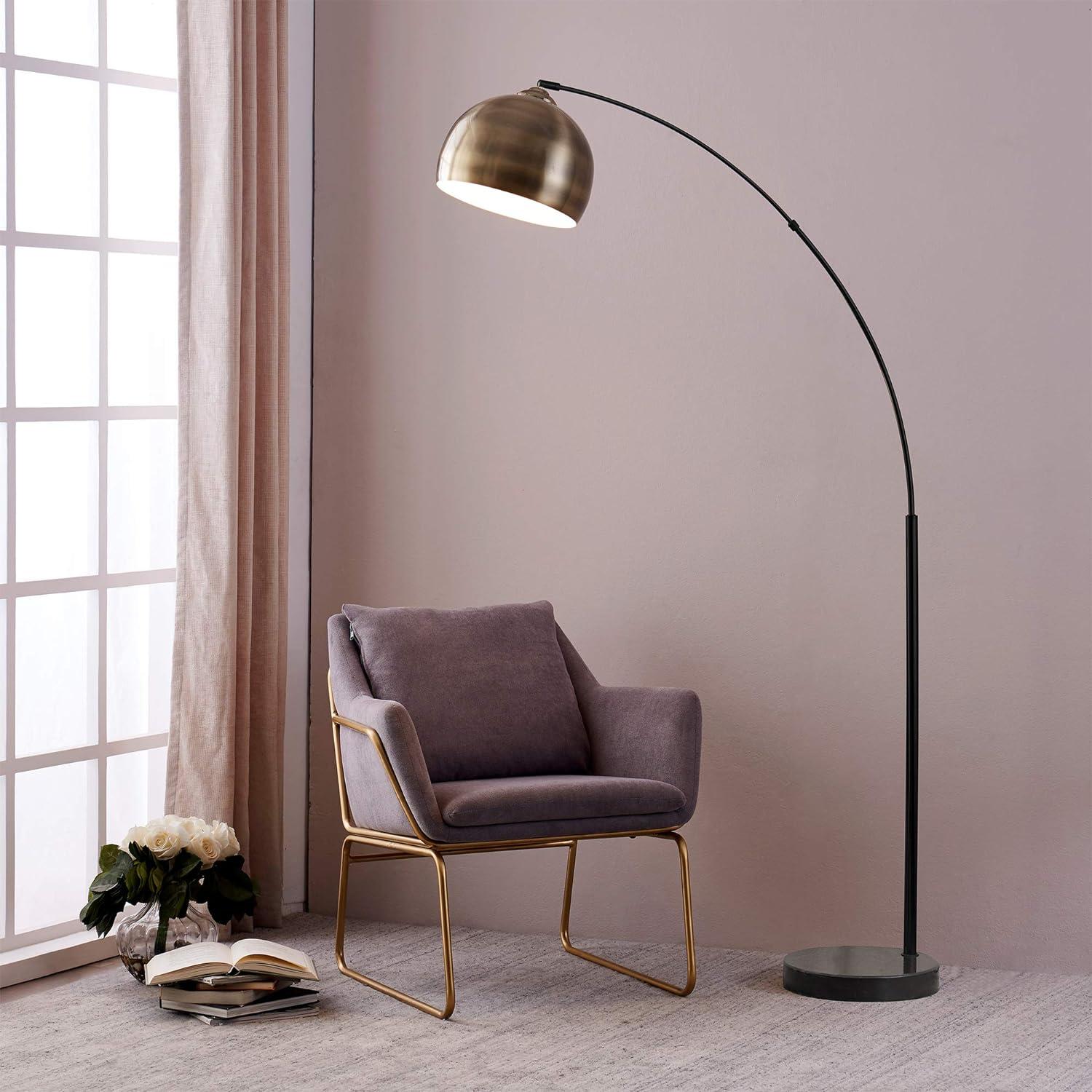 Teamson Home Arquer 68.1" Arc Floor Lamp with Faux Marble Base