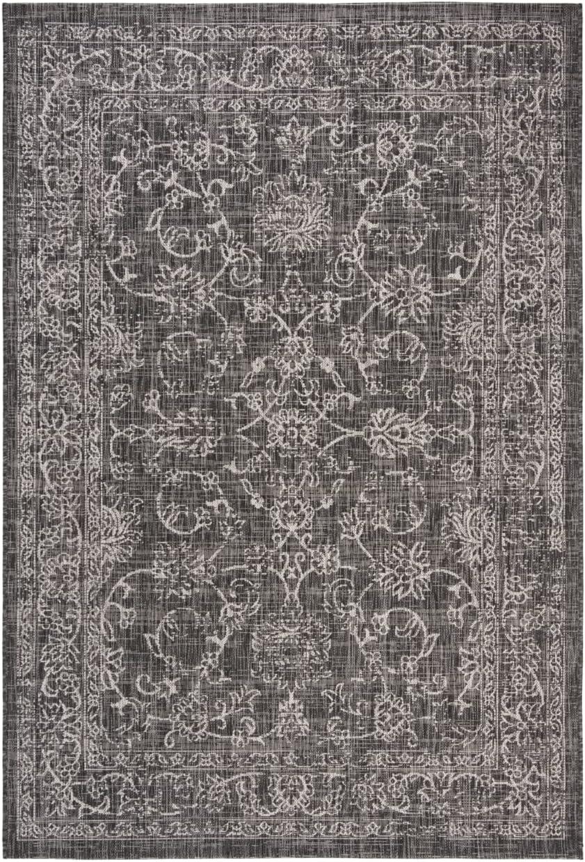 Safavieh Courtyard Black and Ivory Synthetic Indoor/Outdoor Area Rug